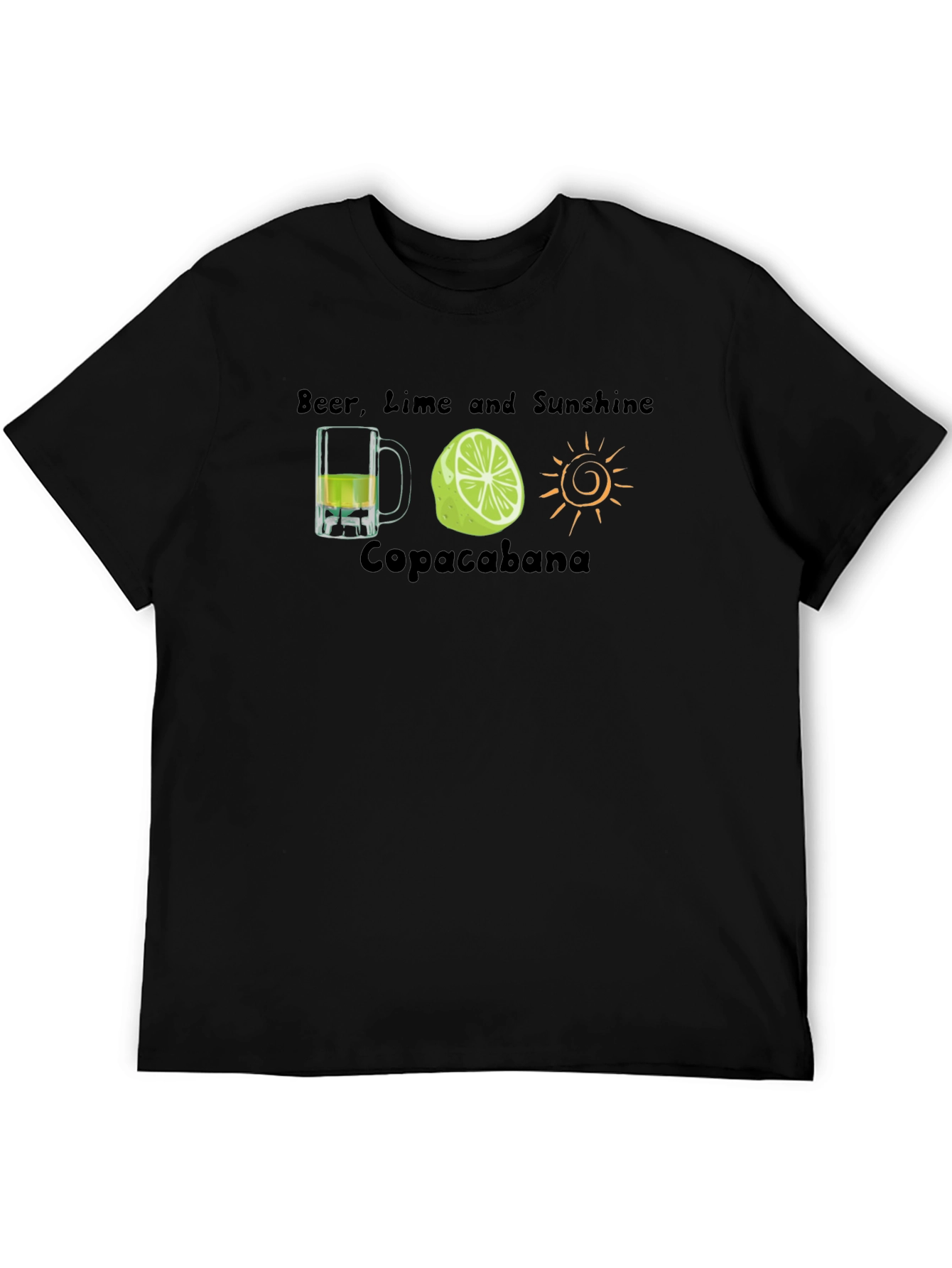 Beer Lime Sunshine Copacabana Black T-Shirt
