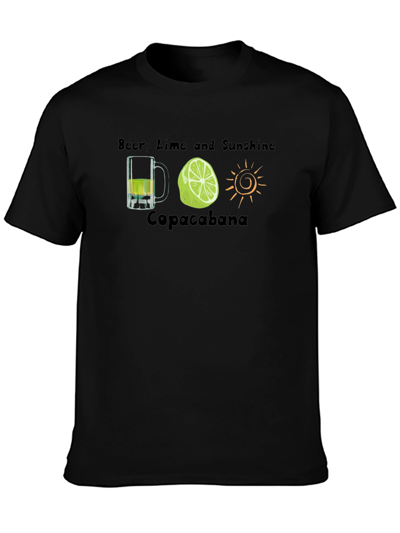 Beer Lime Sunshine Copacabana Black T-Shirt