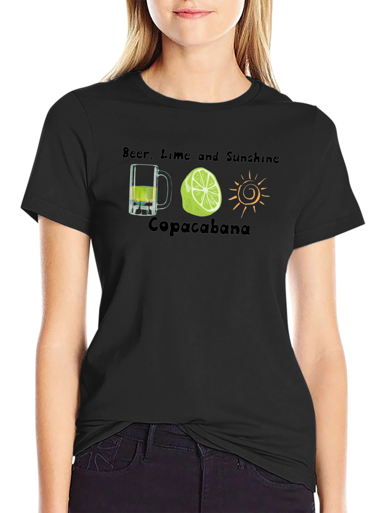 Beer Lime Sunshine Copacabana Black T-Shirt