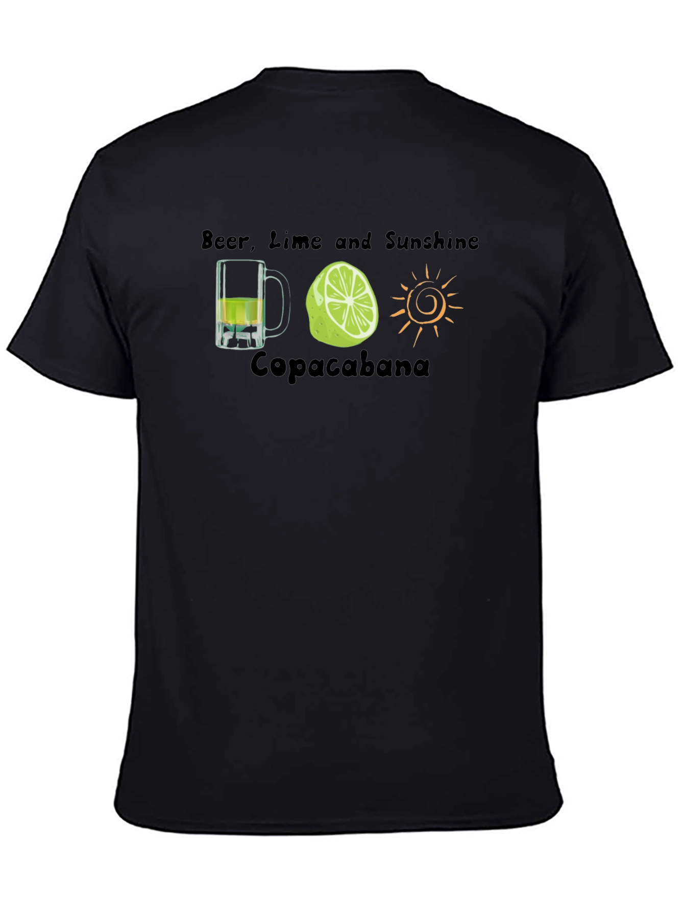 Beer Lime Sunshine Copacabana Black T-Shirt