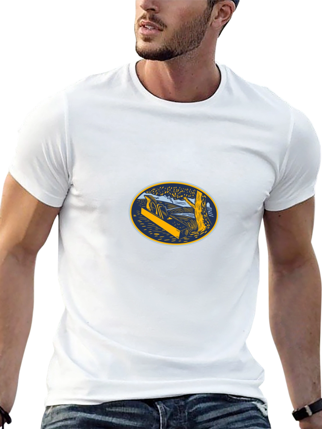 Black T-Shirt with Woodworking Graphic