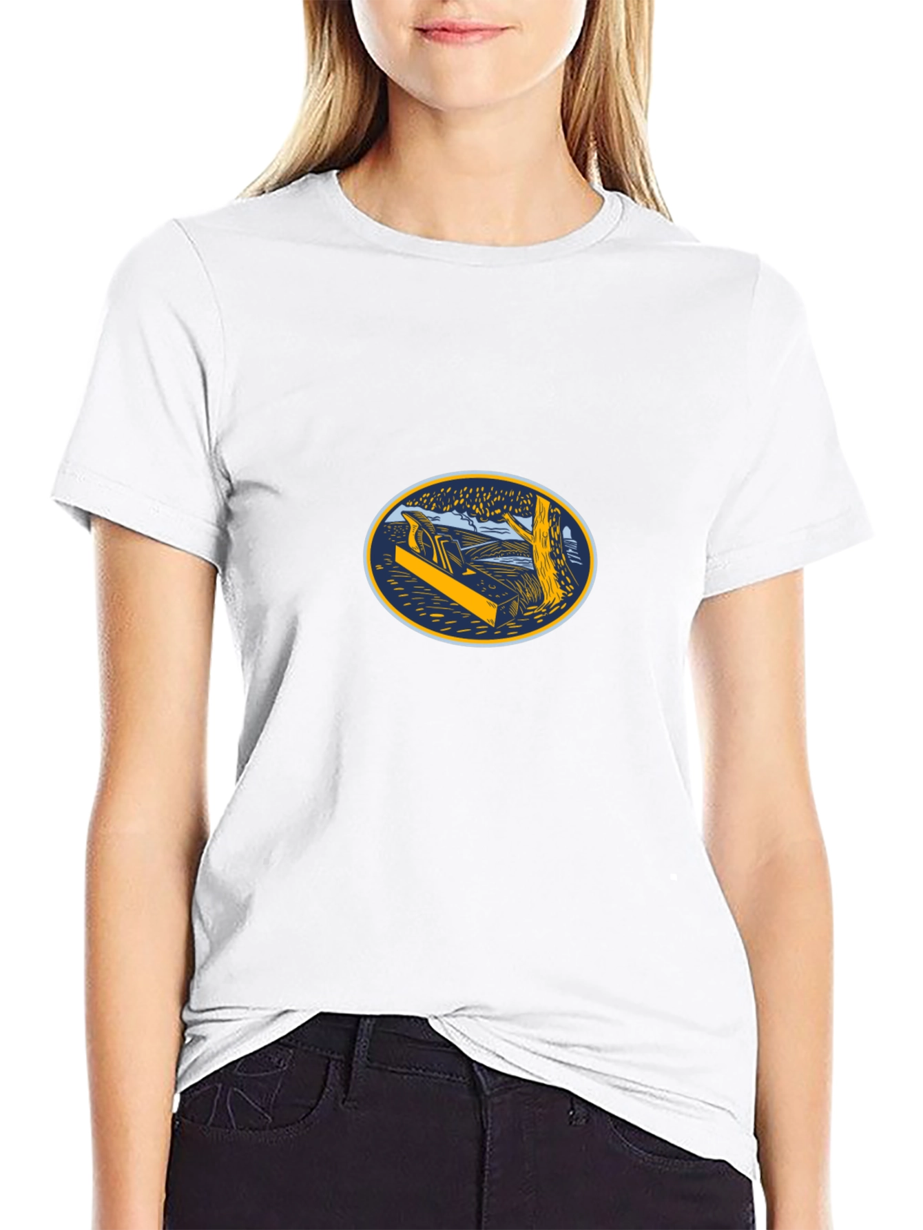 Black T-Shirt with Woodworking Graphic