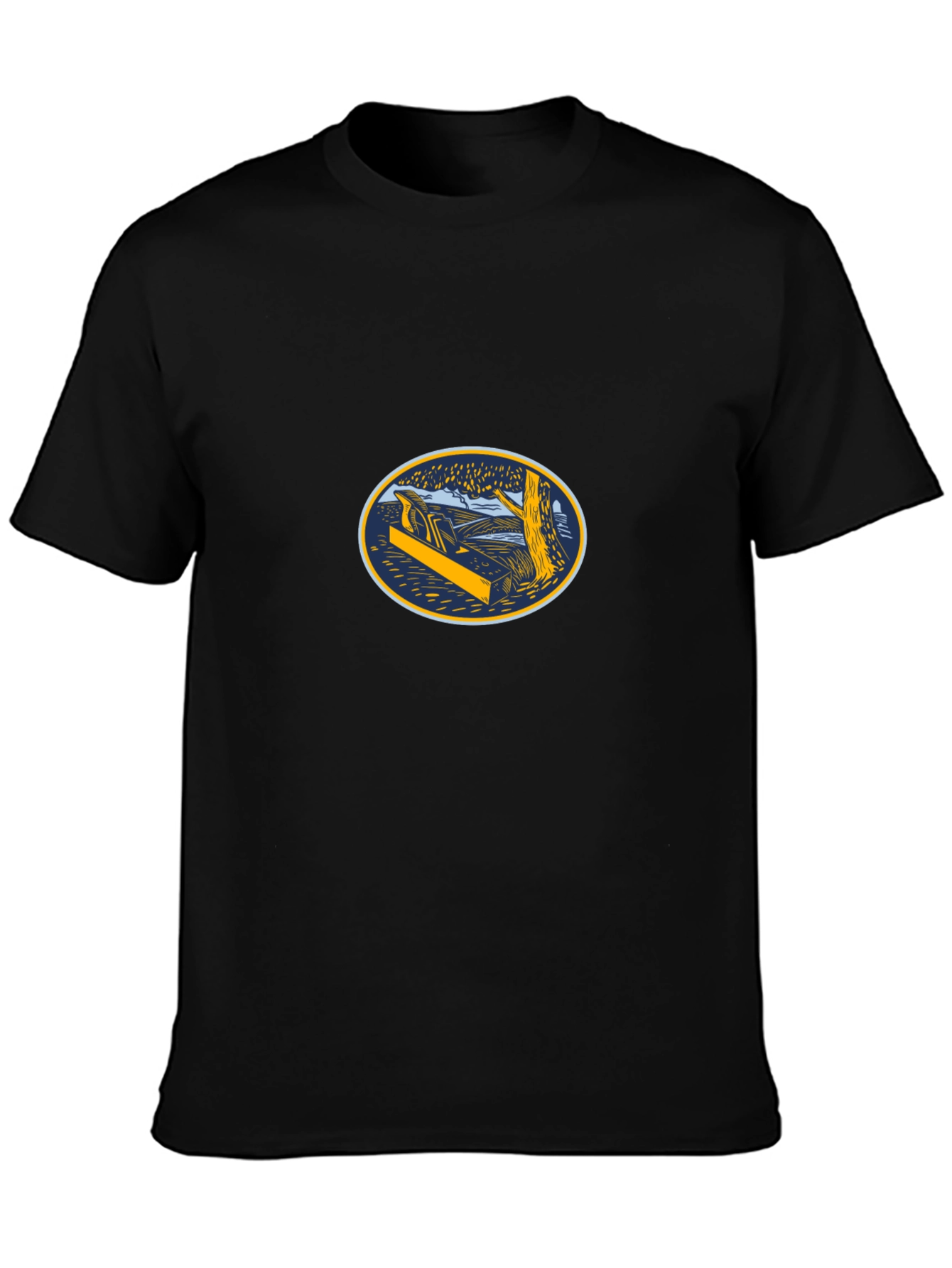 Black T-Shirt with Woodworking Graphic