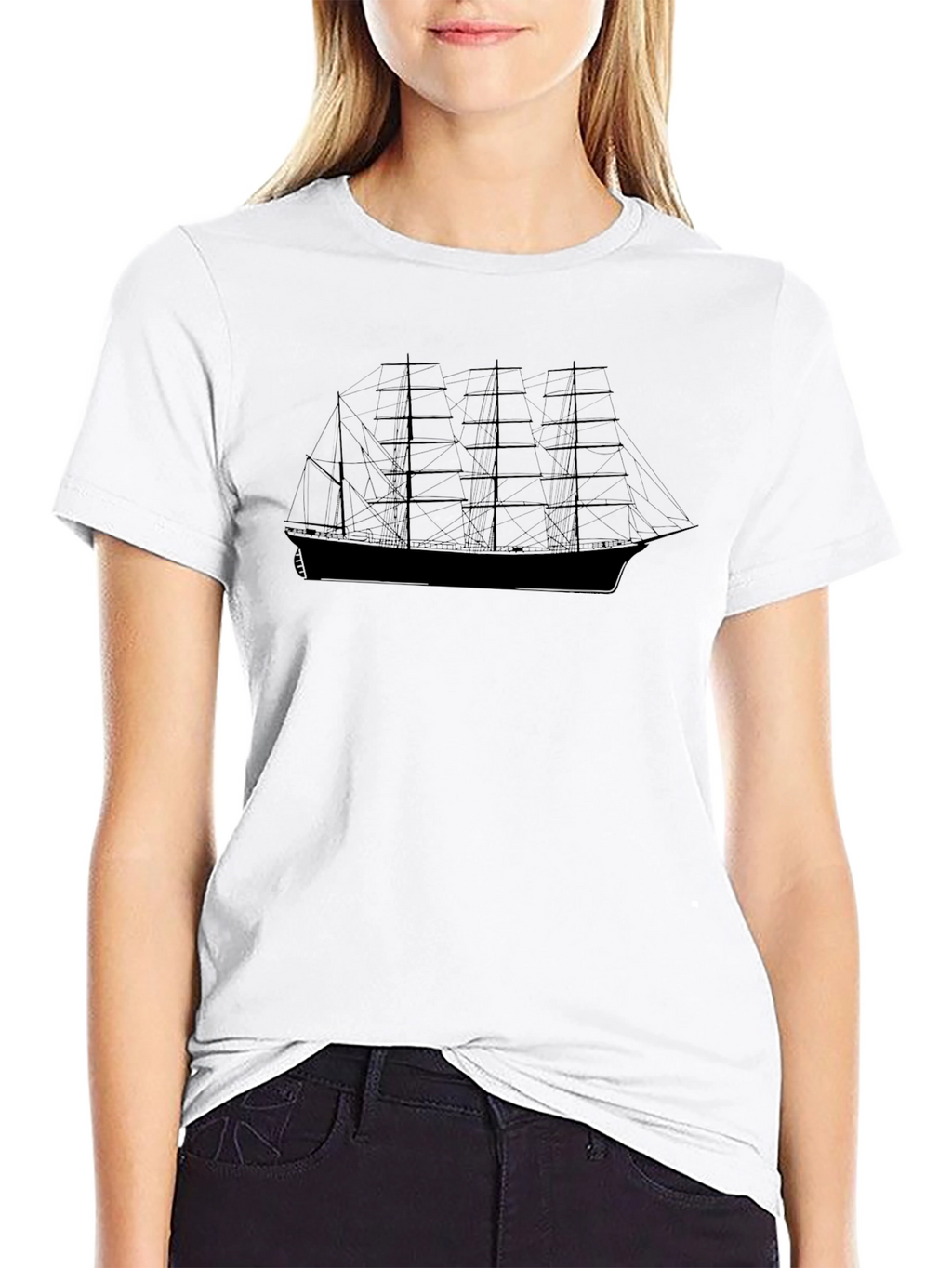 Sailing Ship Graphic Black T-Shirt