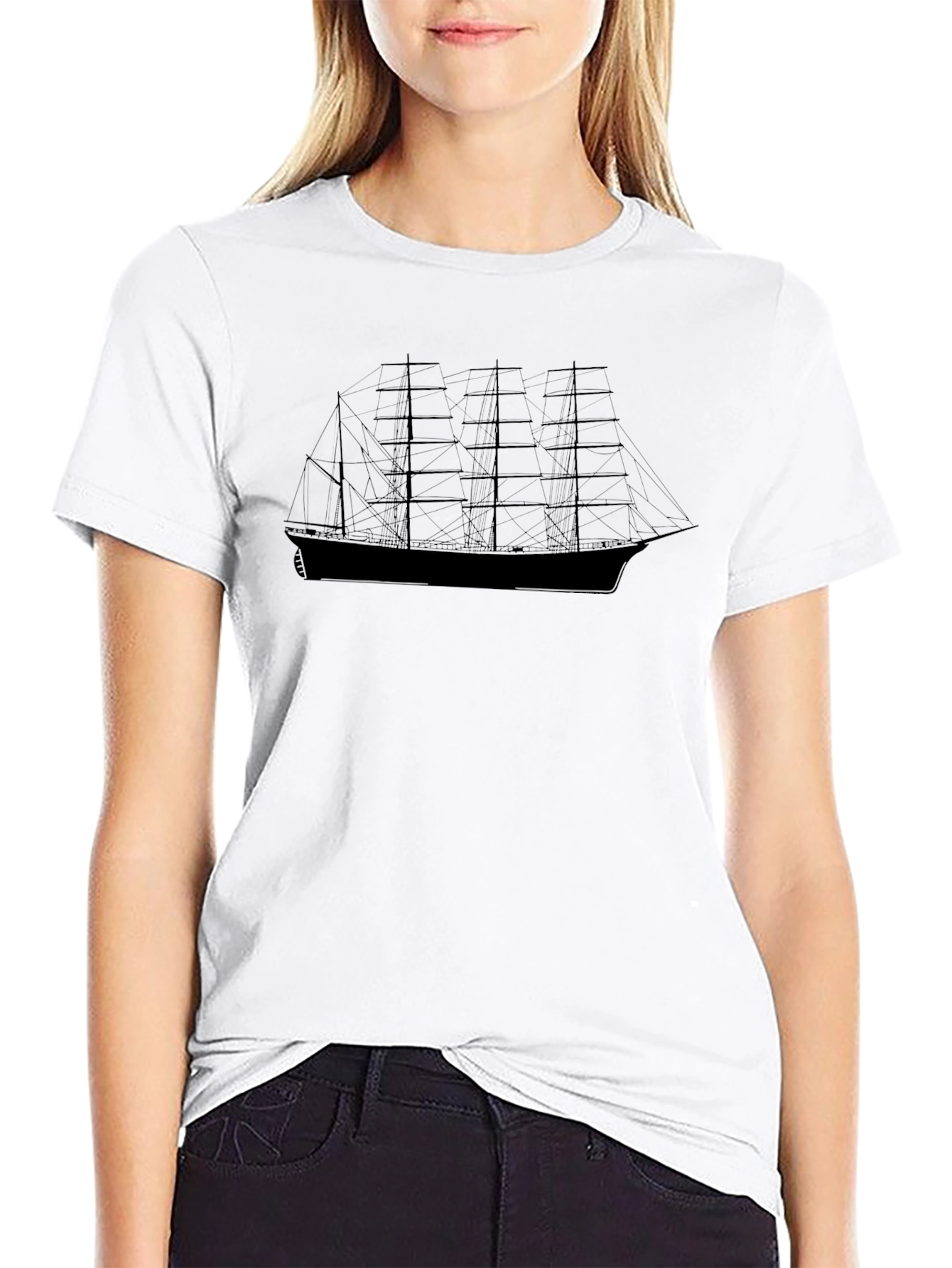 Sailing Ship Graphic Black T-Shirt