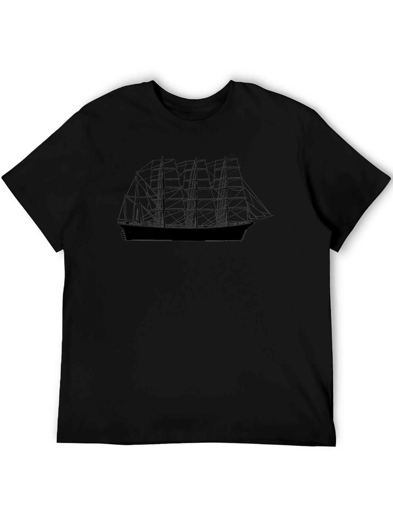 Sailing Ship Graphic Black T-Shirt