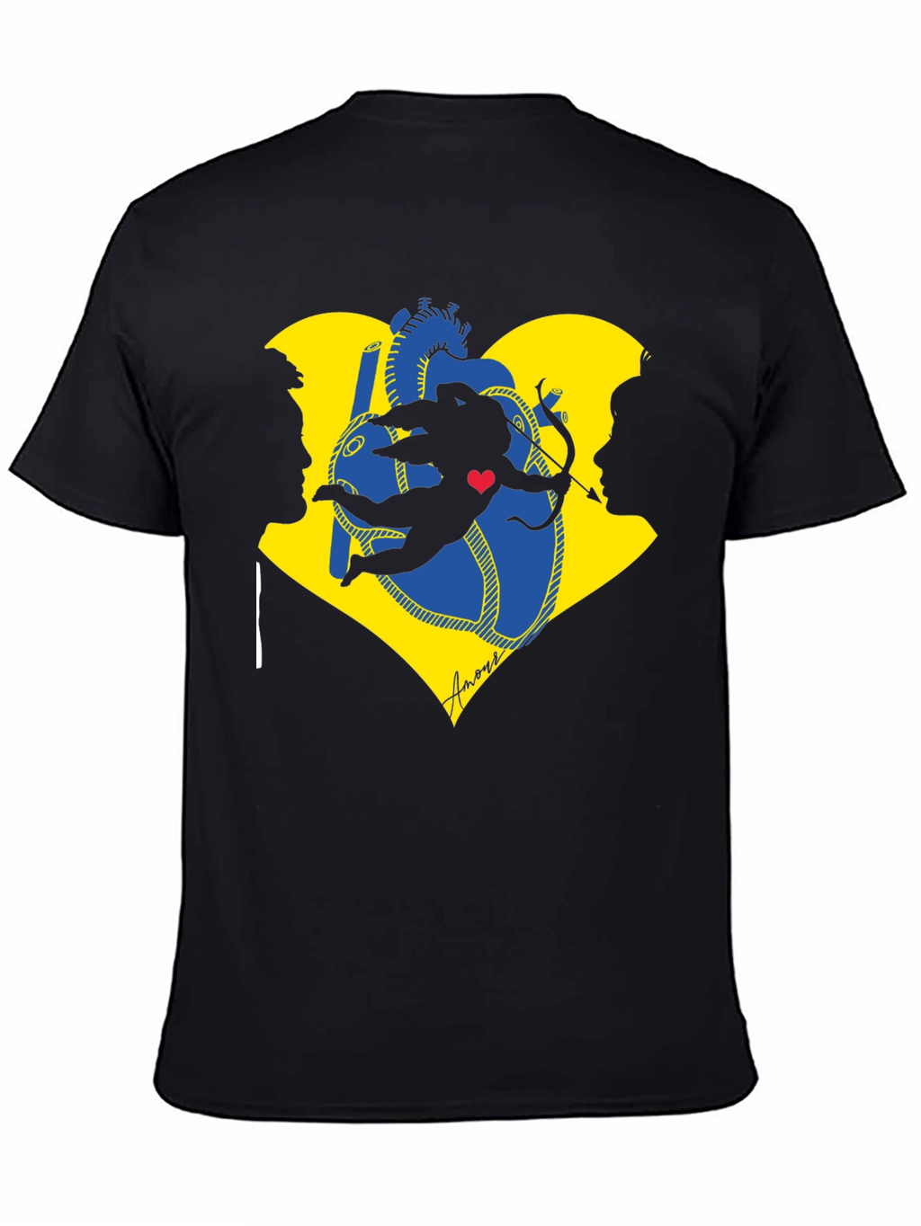 Cupid Heart Black T-Shirt