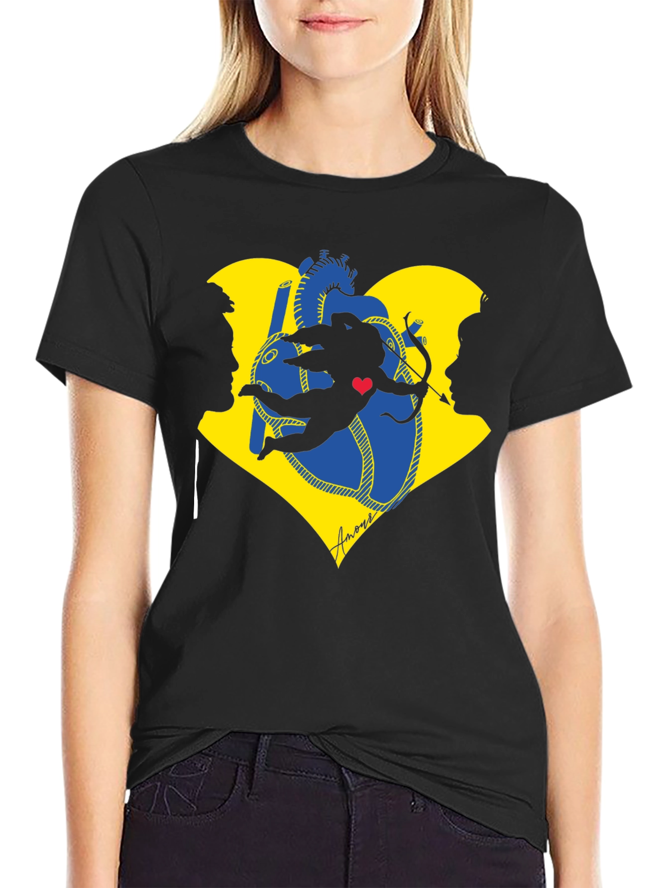 Cupid Heart Black T-Shirt