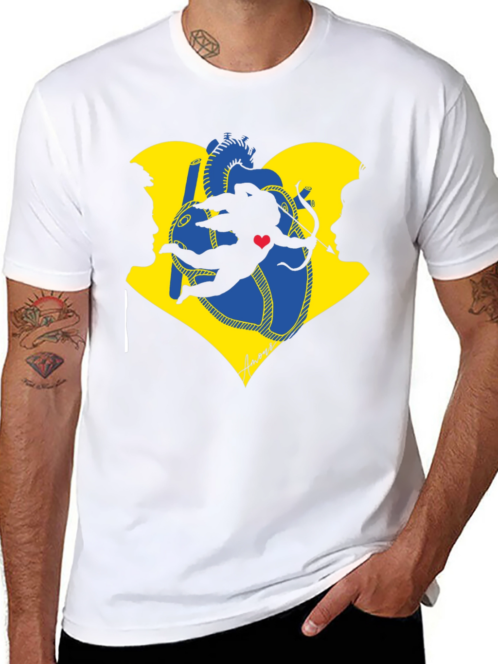 Cupid Heart Black T-Shirt