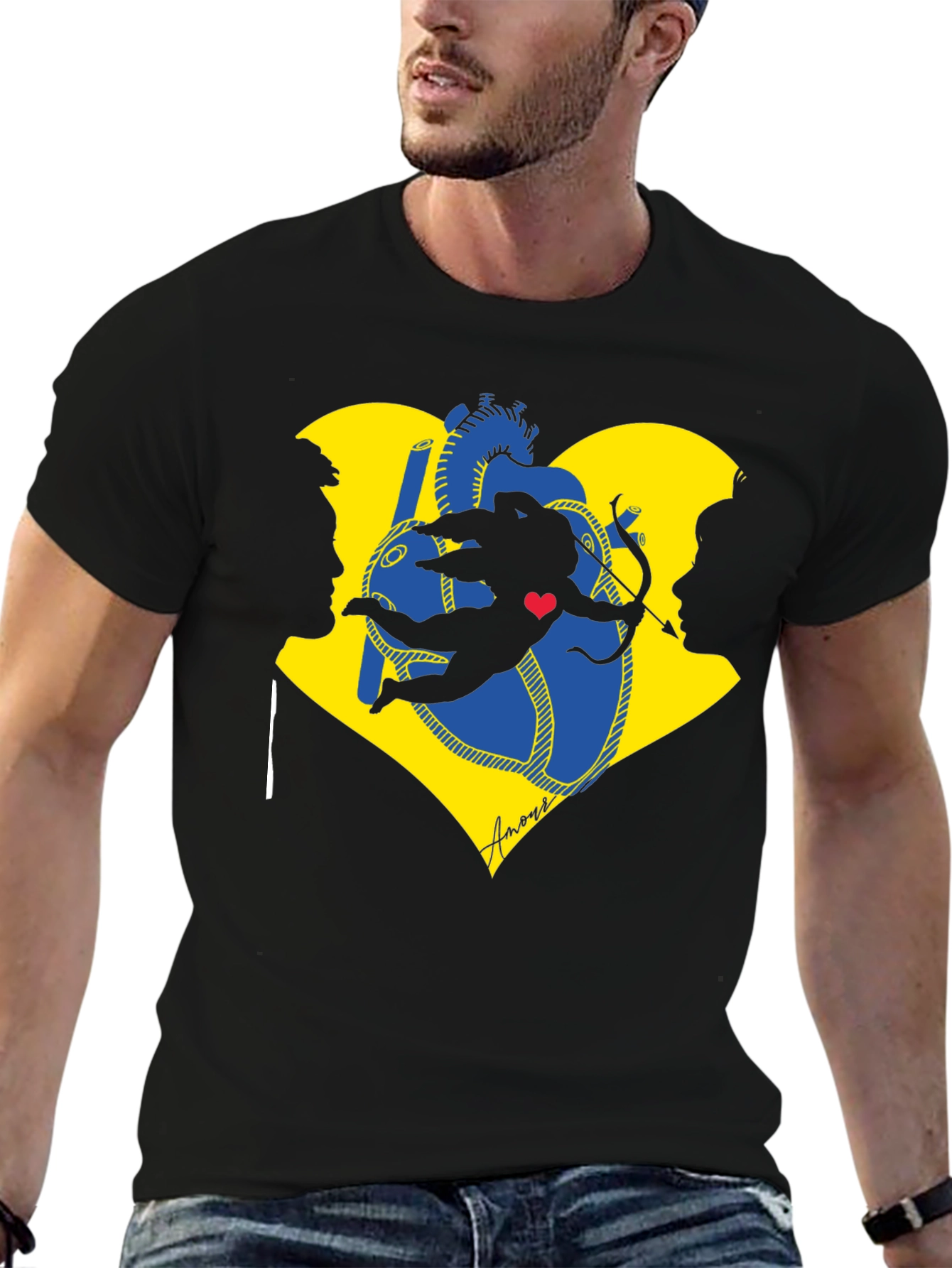 Cupid Heart Black T-Shirt