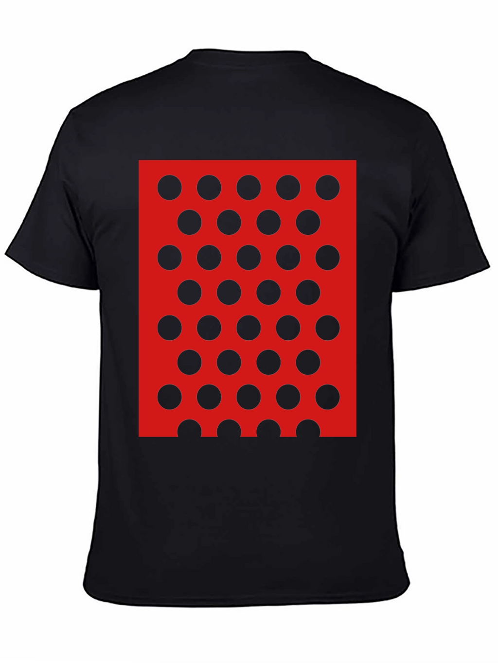 Black Tee with Red and Black Polka Dot Design