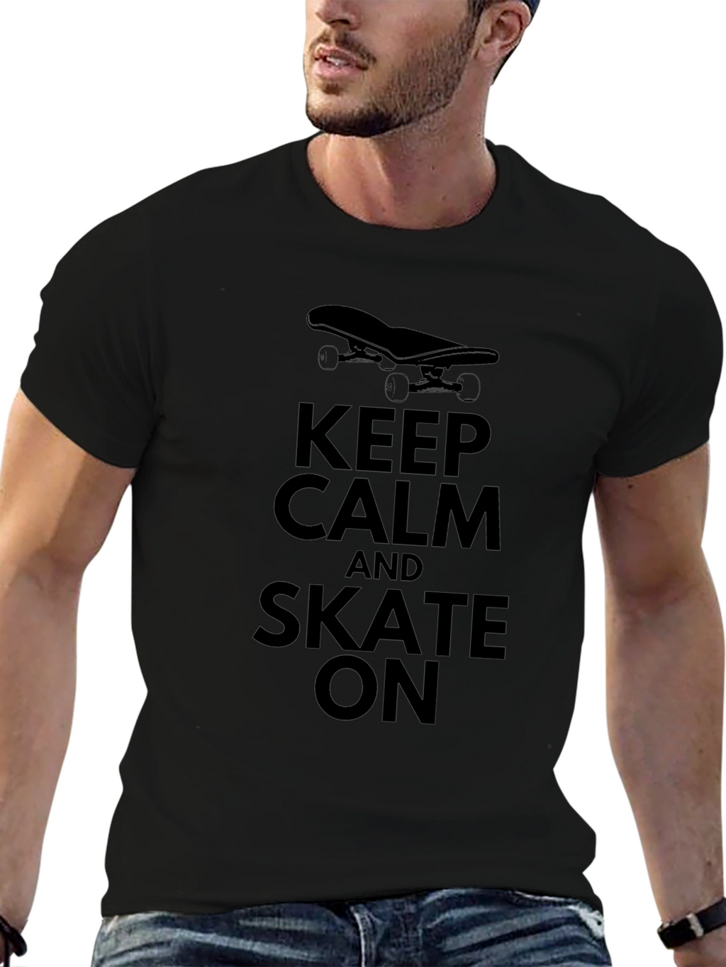 Keep Calm and Skate On Graphic Tee - Black