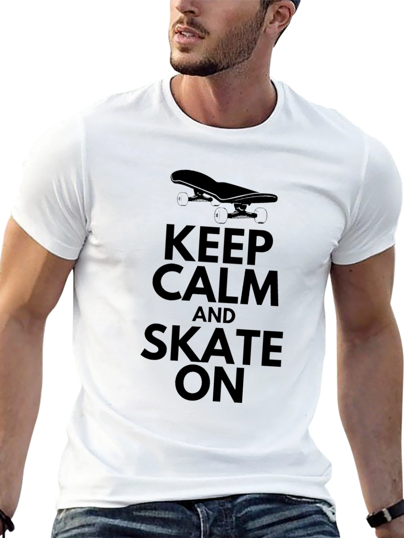Keep Calm and Skate On Graphic Tee - Black
