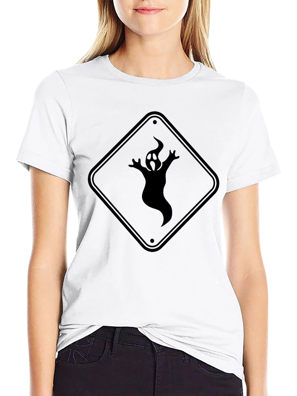 Ghost Crossing Graphic Tee - Black Cotton T-Shirt