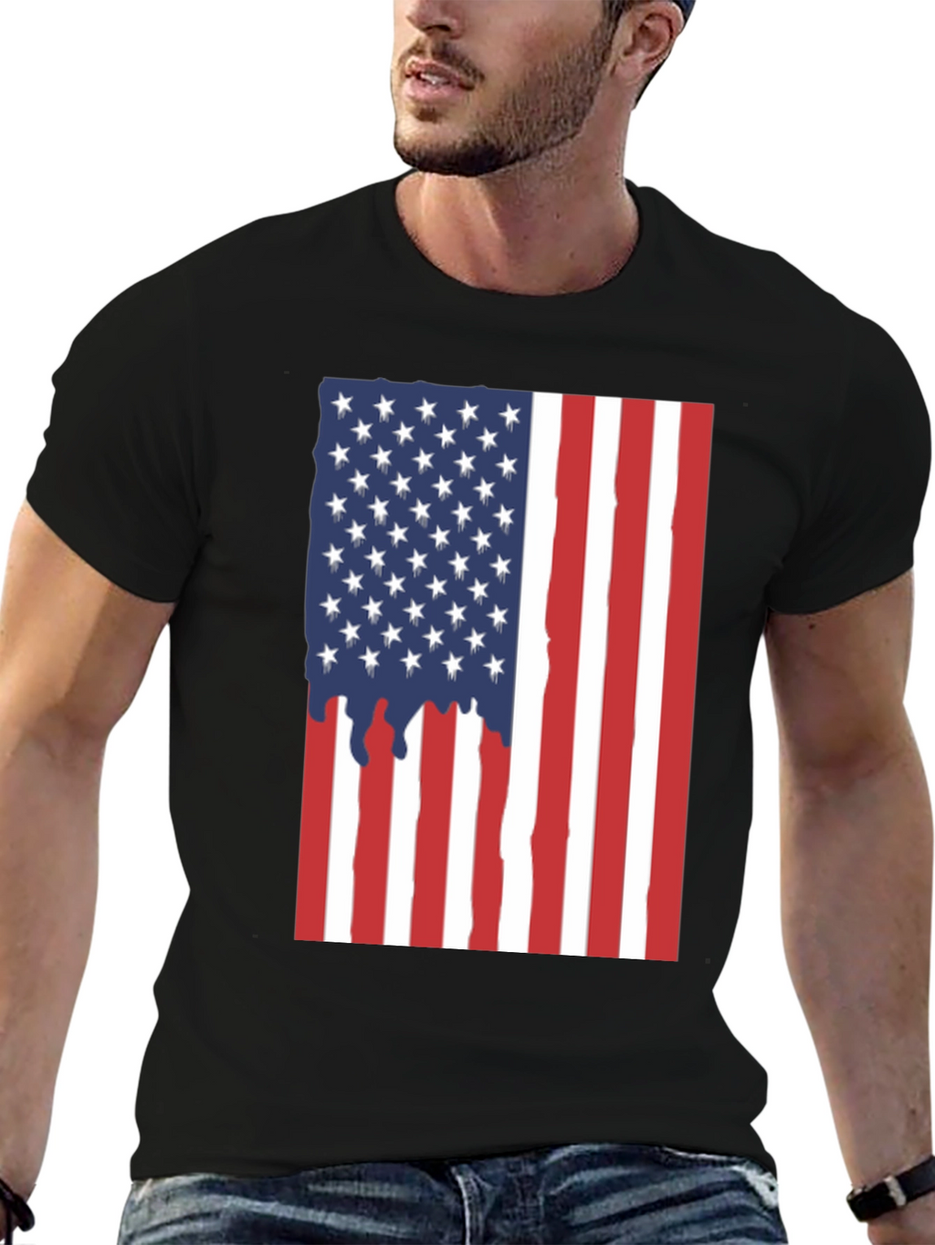 American Flag Drip Graphic Tee