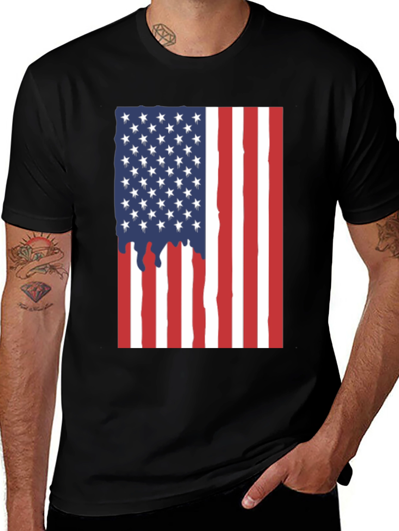 American Flag Drip Graphic Tee