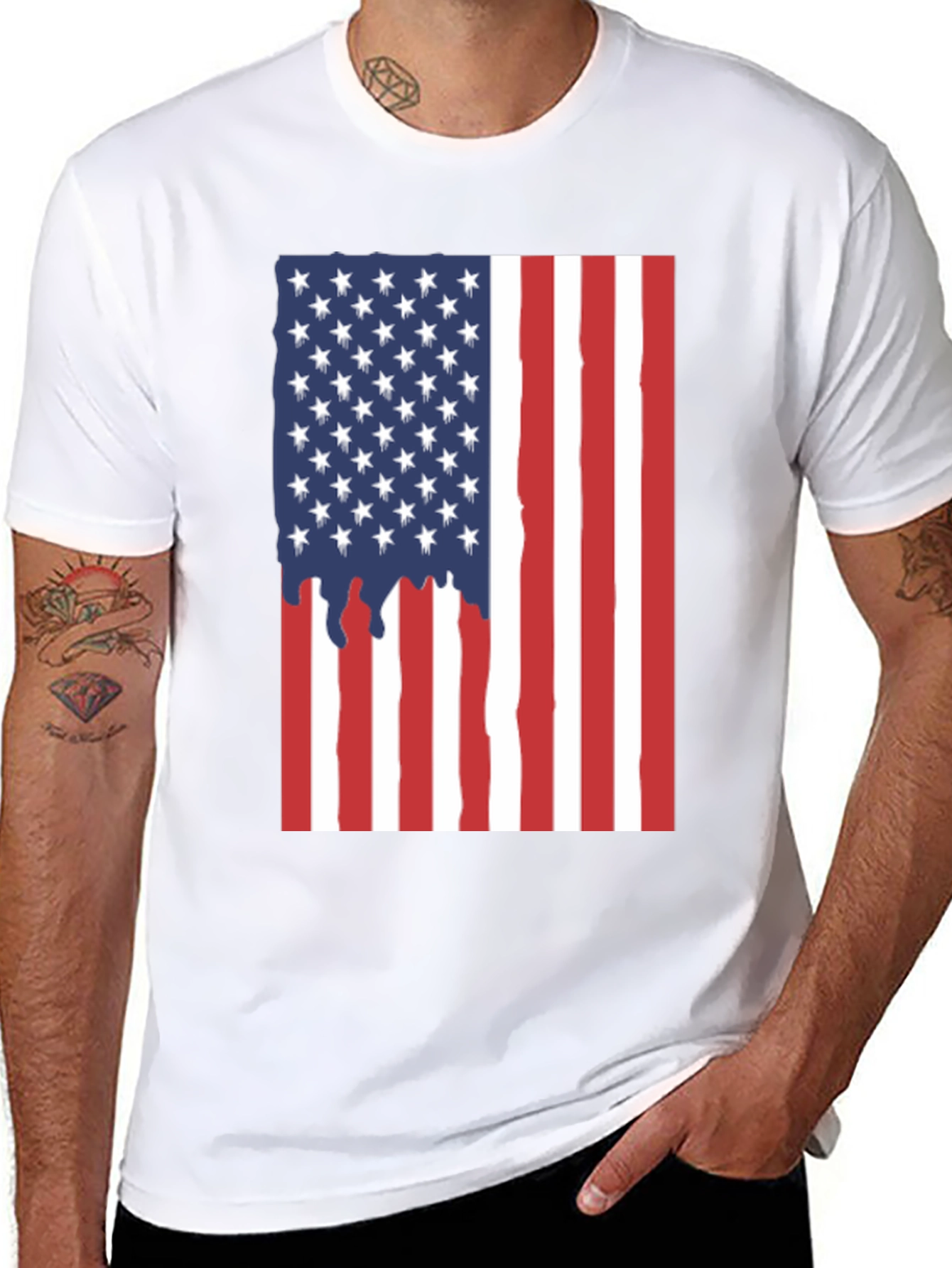American Flag Drip Graphic Tee