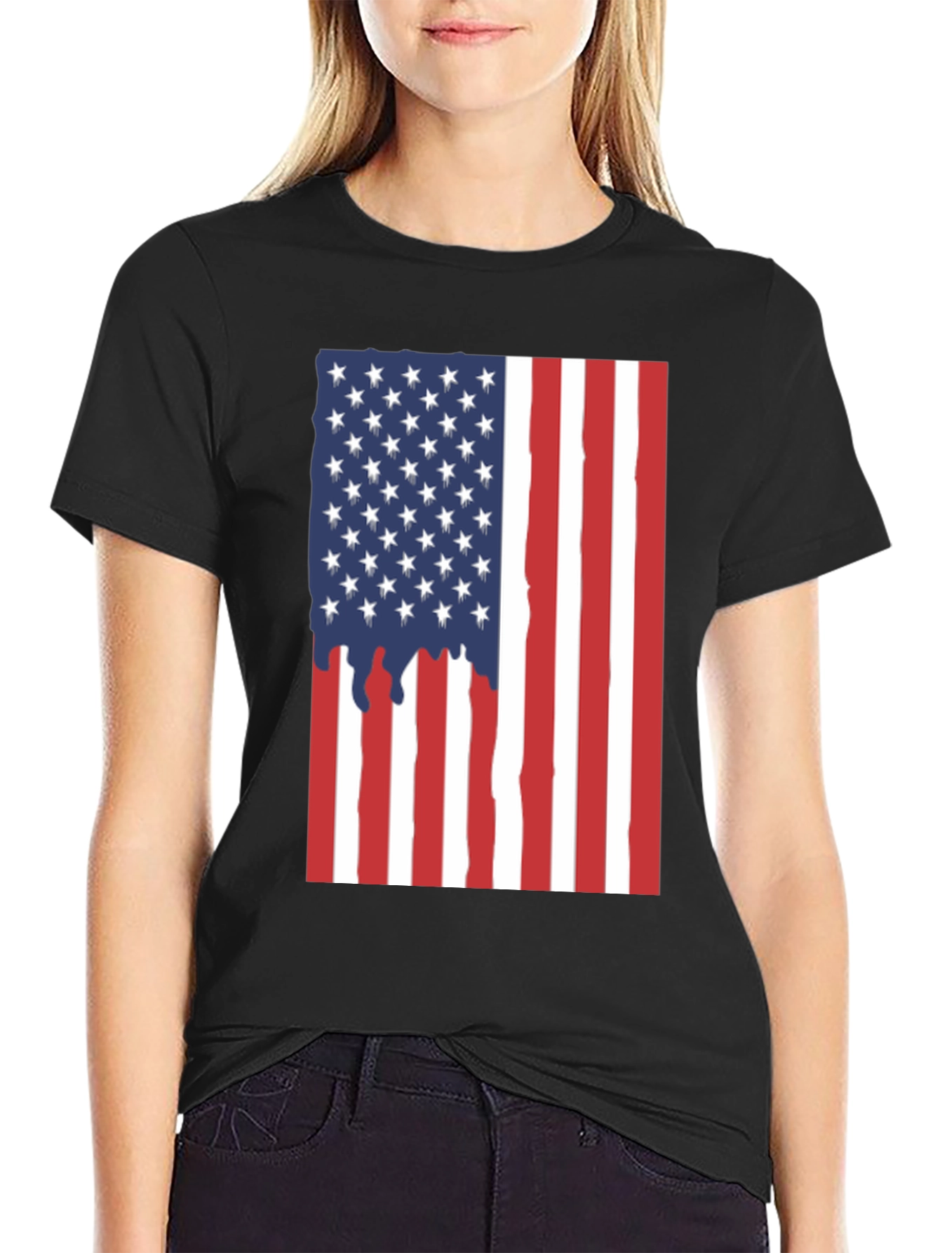 American Flag Drip Graphic Tee