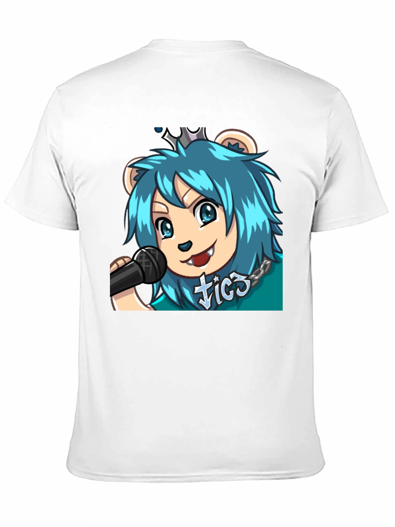 Blue Haired Anime Lion Graphic T-Shirt