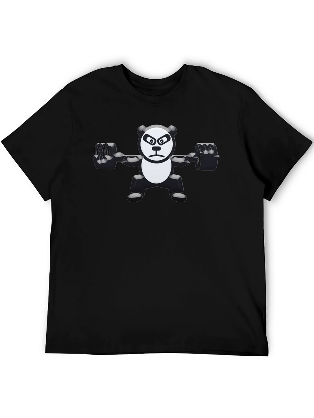 Weightlifting Panda Graphic Tee - Black Cotton
