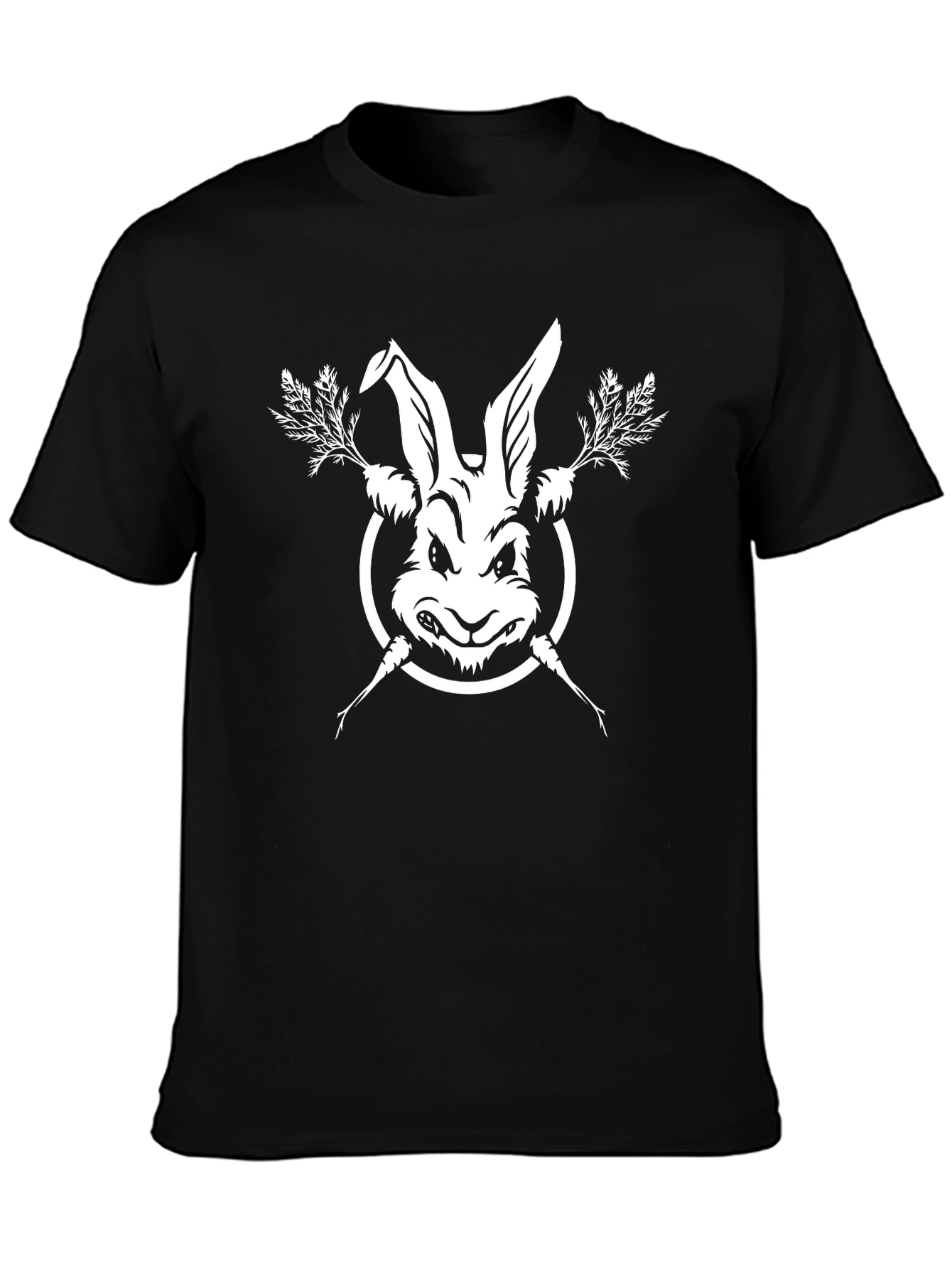 Rabbit & Carrots Black T-Shirt - Edgy Graphic Tee