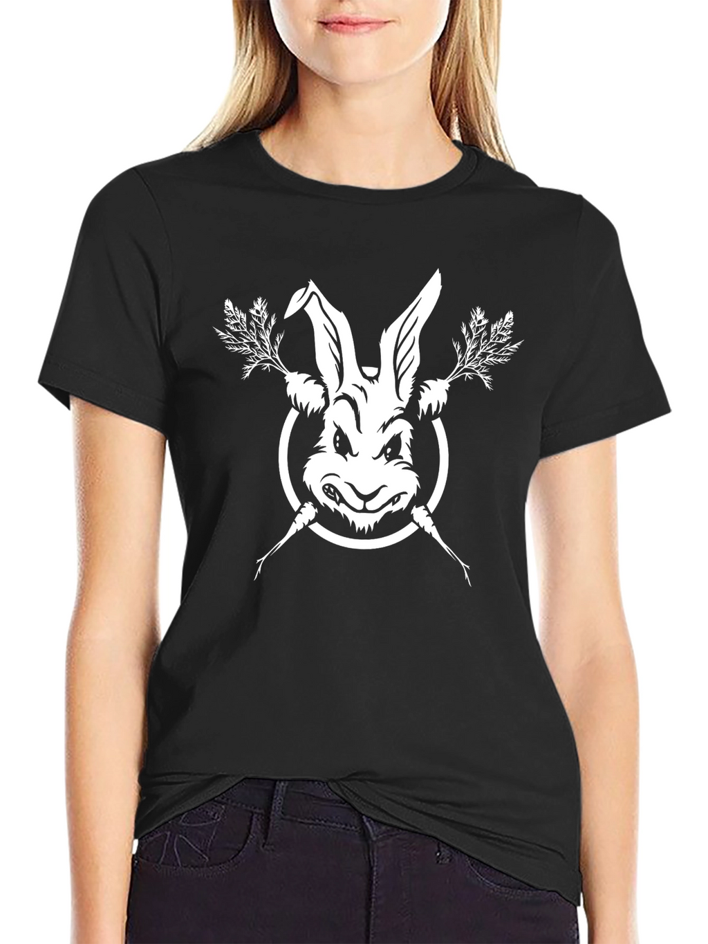 Rabbit & Carrots Black T-Shirt - Edgy Graphic Tee
