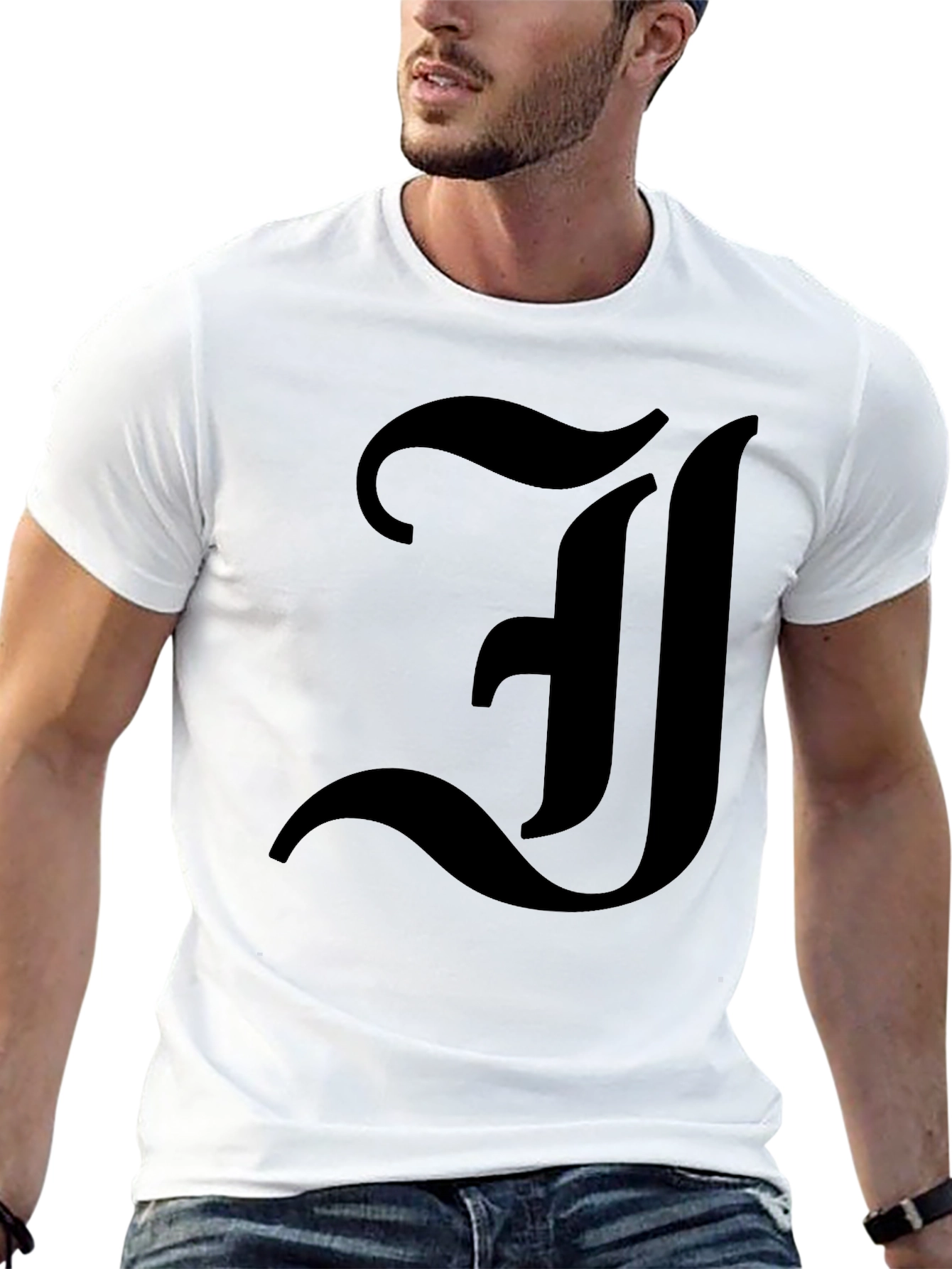 Bold Initial J Graphic T-Shirt