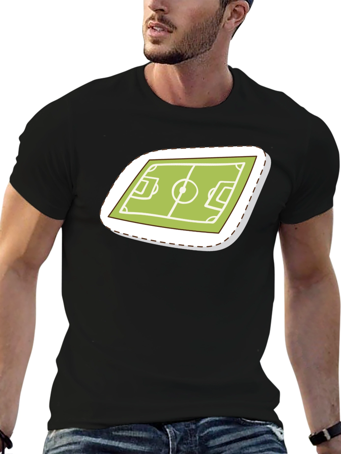 Soccer Field Graphic Tee - Sporty Black T-Shirt