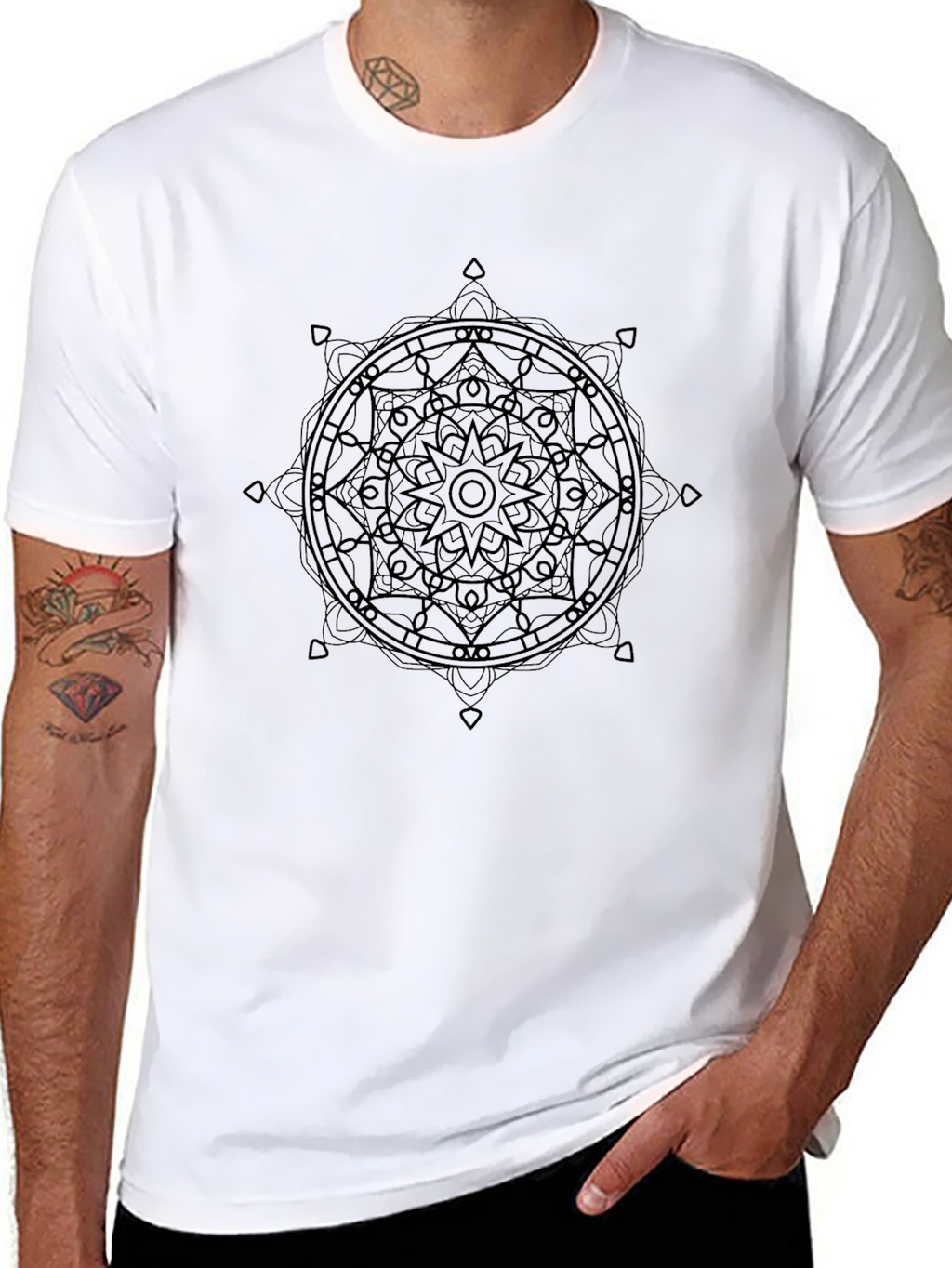 Mandala Graphic Black T-Shirt - Stylish Geometric Design