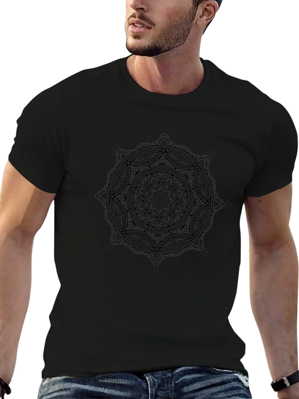 Mandala Graphic Black T-Shirt - Stylish Geometric Design