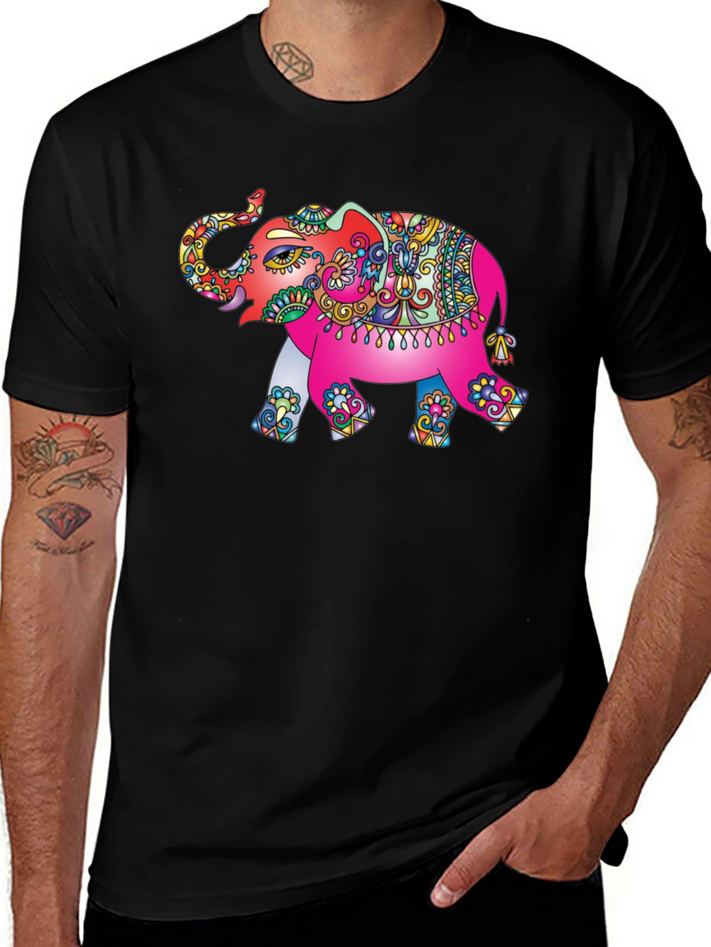 Elephant Graphic Black T-Shirt