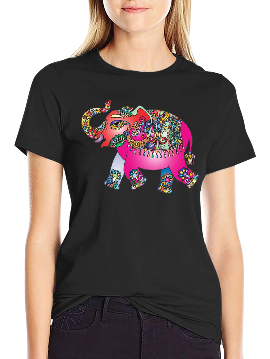Elephant Graphic Black T-Shirt