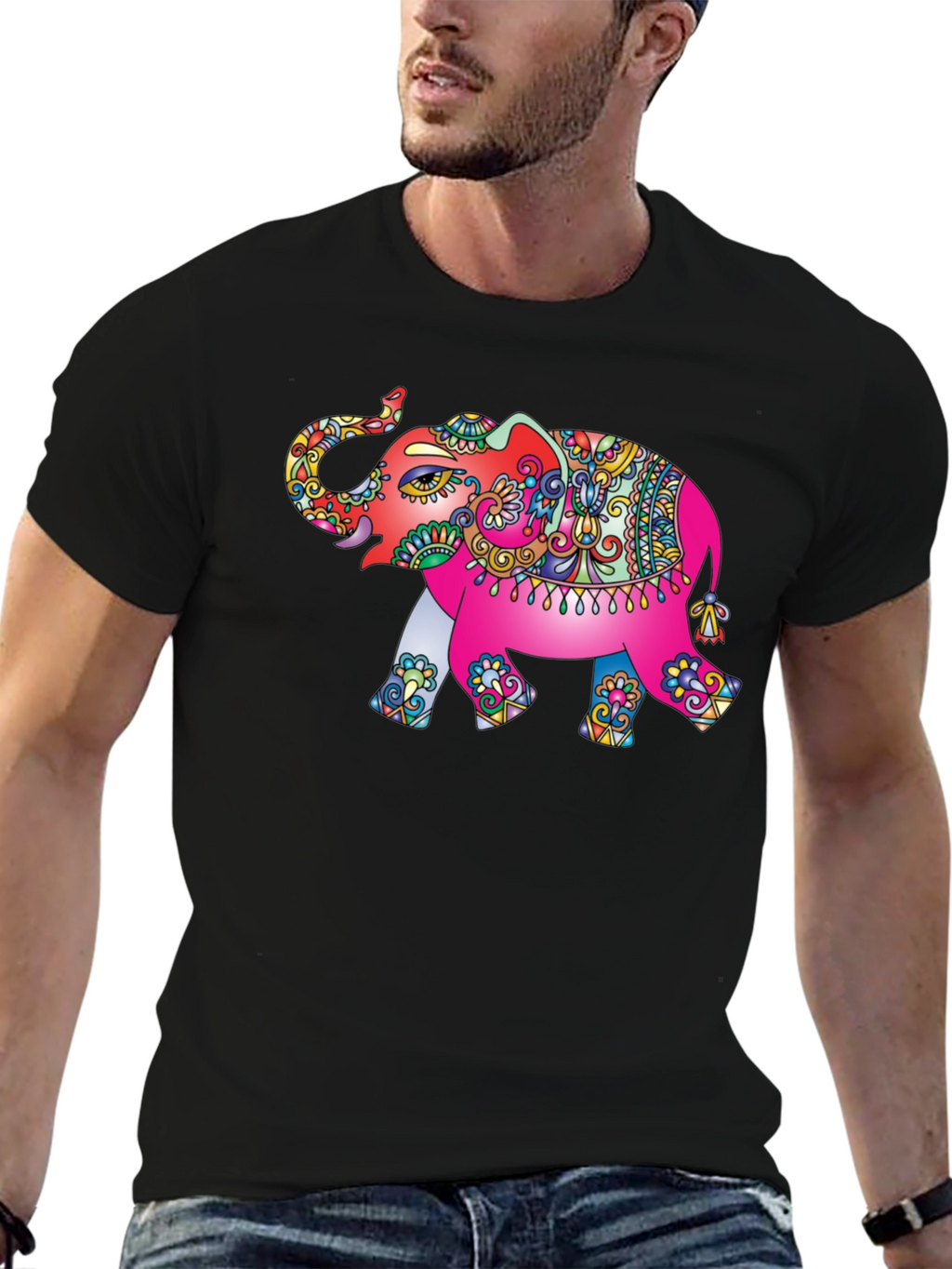 Elephant Graphic Black T-Shirt