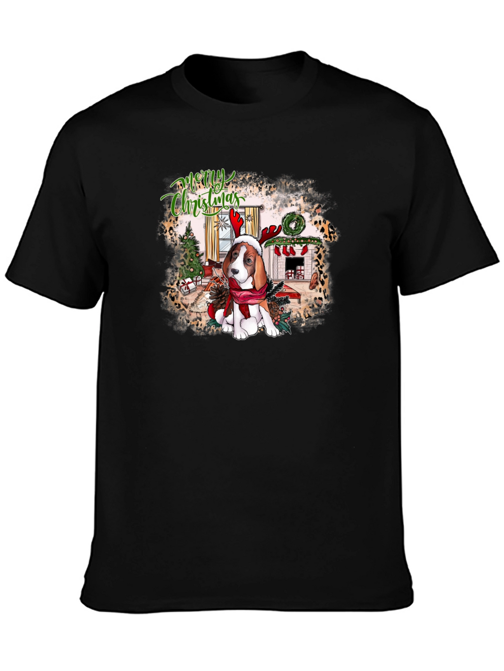 Festive Beagle Christmas Graphic Tee