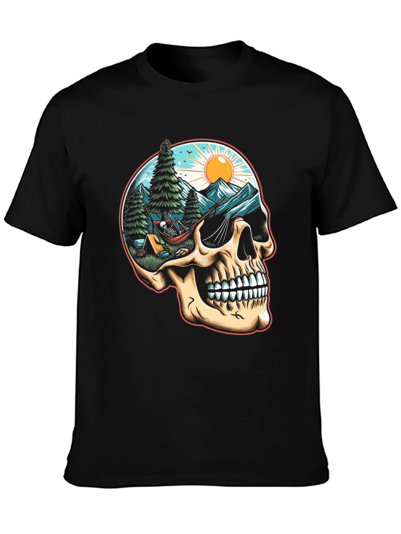 Skull Camping Adventure T-Shirt - Natures Embrace