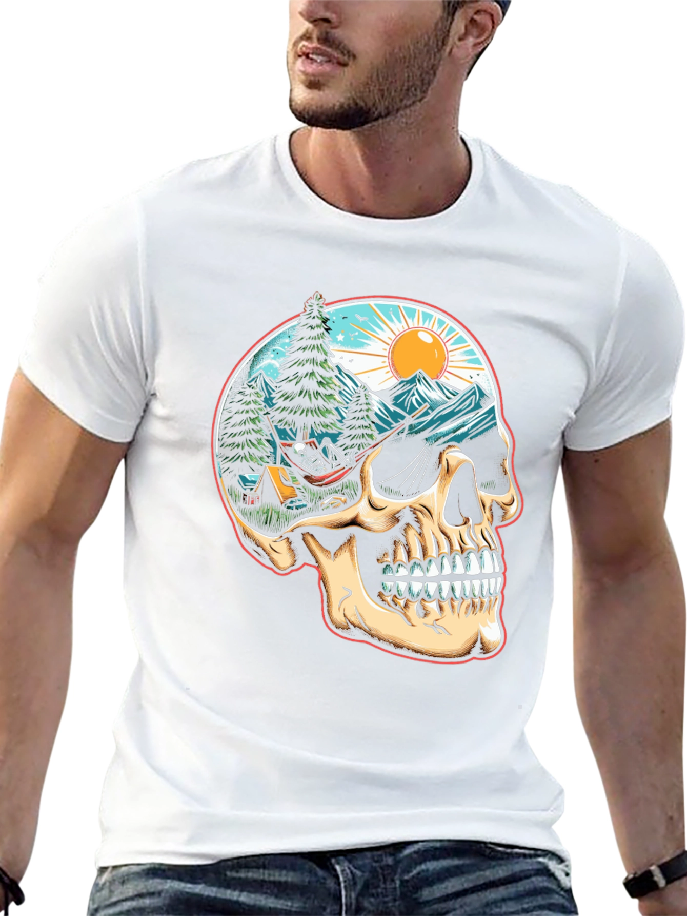 Skull Camping Adventure T-Shirt - Natures Embrace