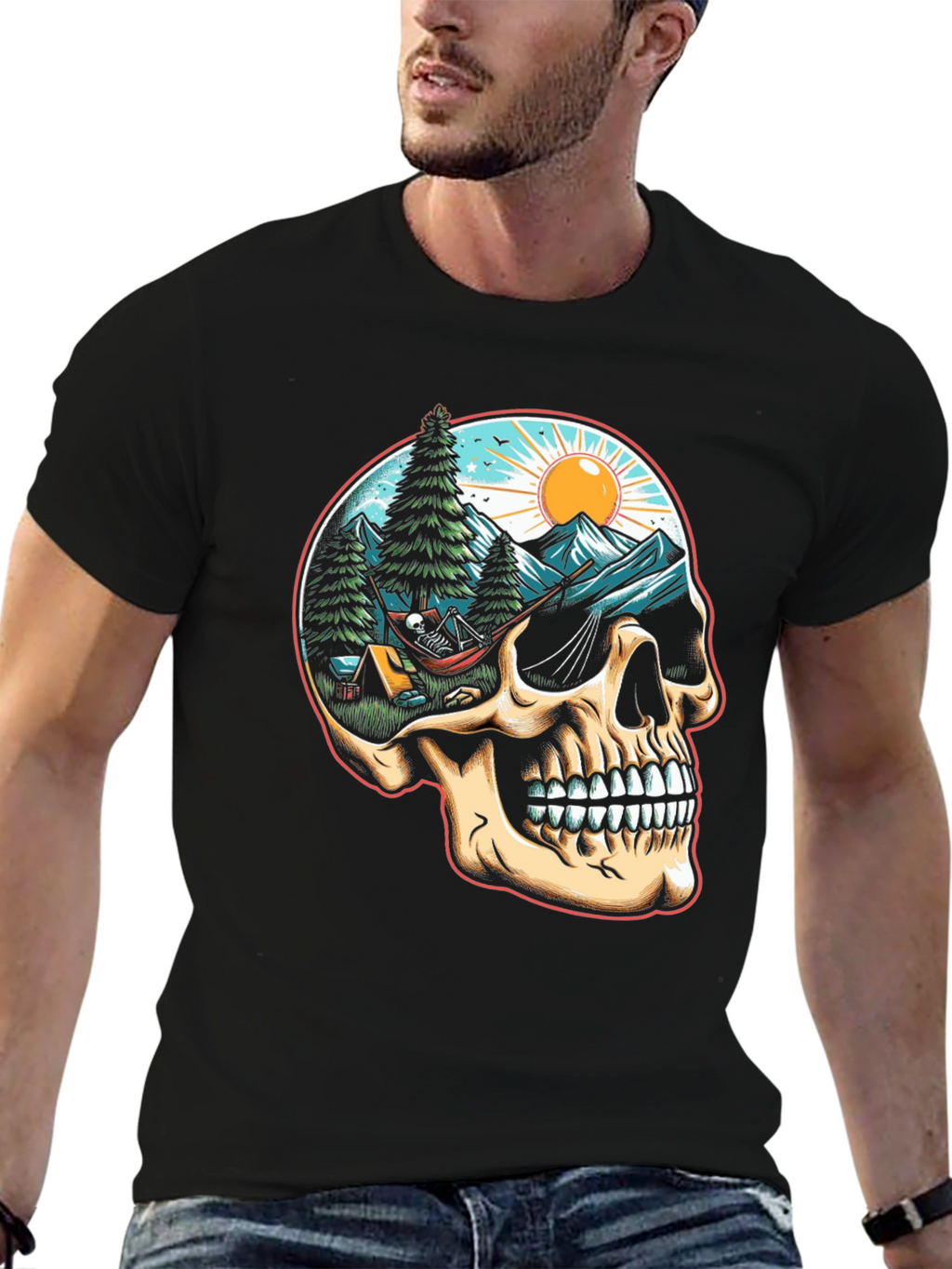 Skull Camping Adventure T-Shirt - Natures Embrace