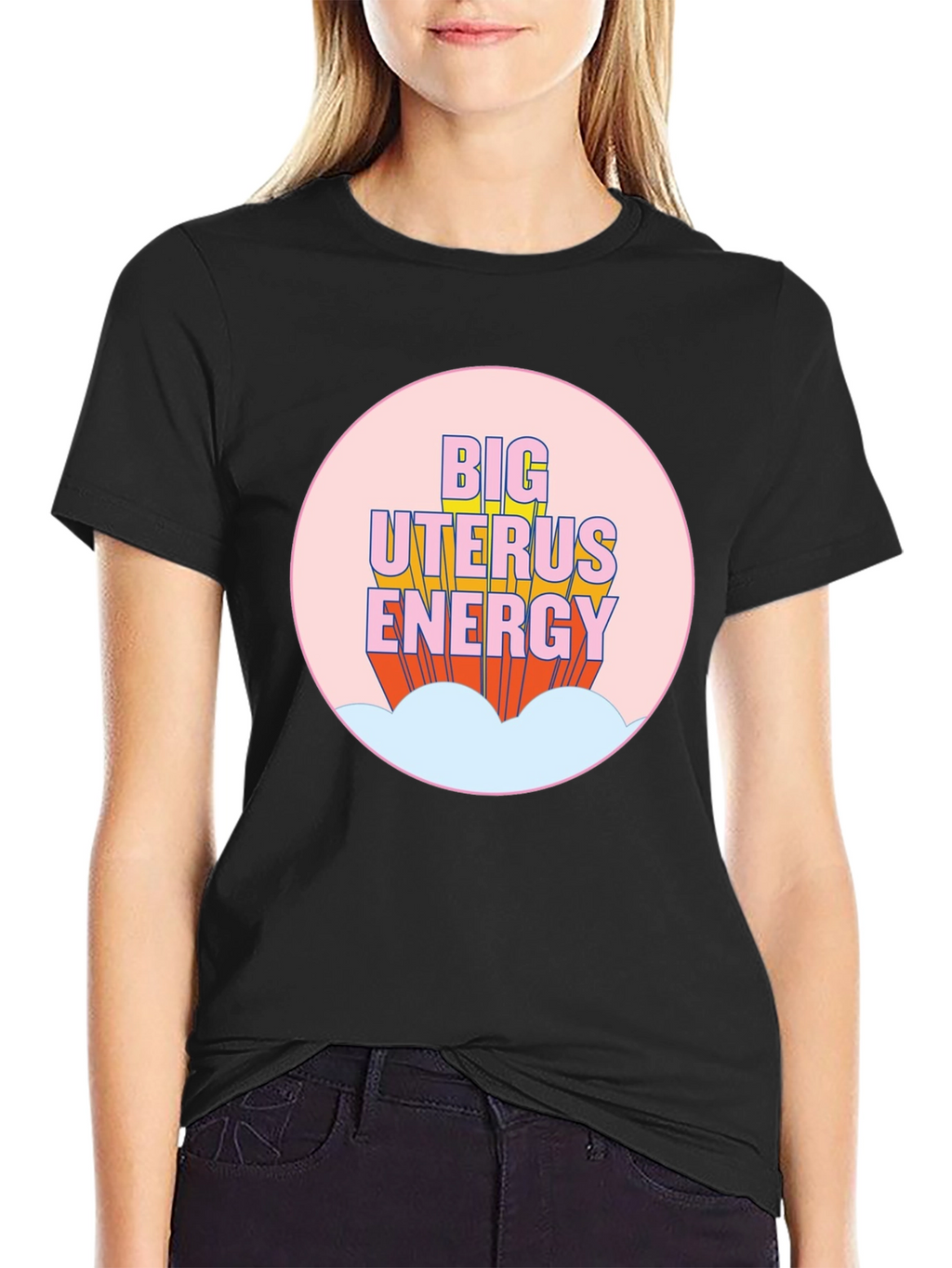 Big Uterus Energy Graphic Tee - Empowering Black T-Shirt