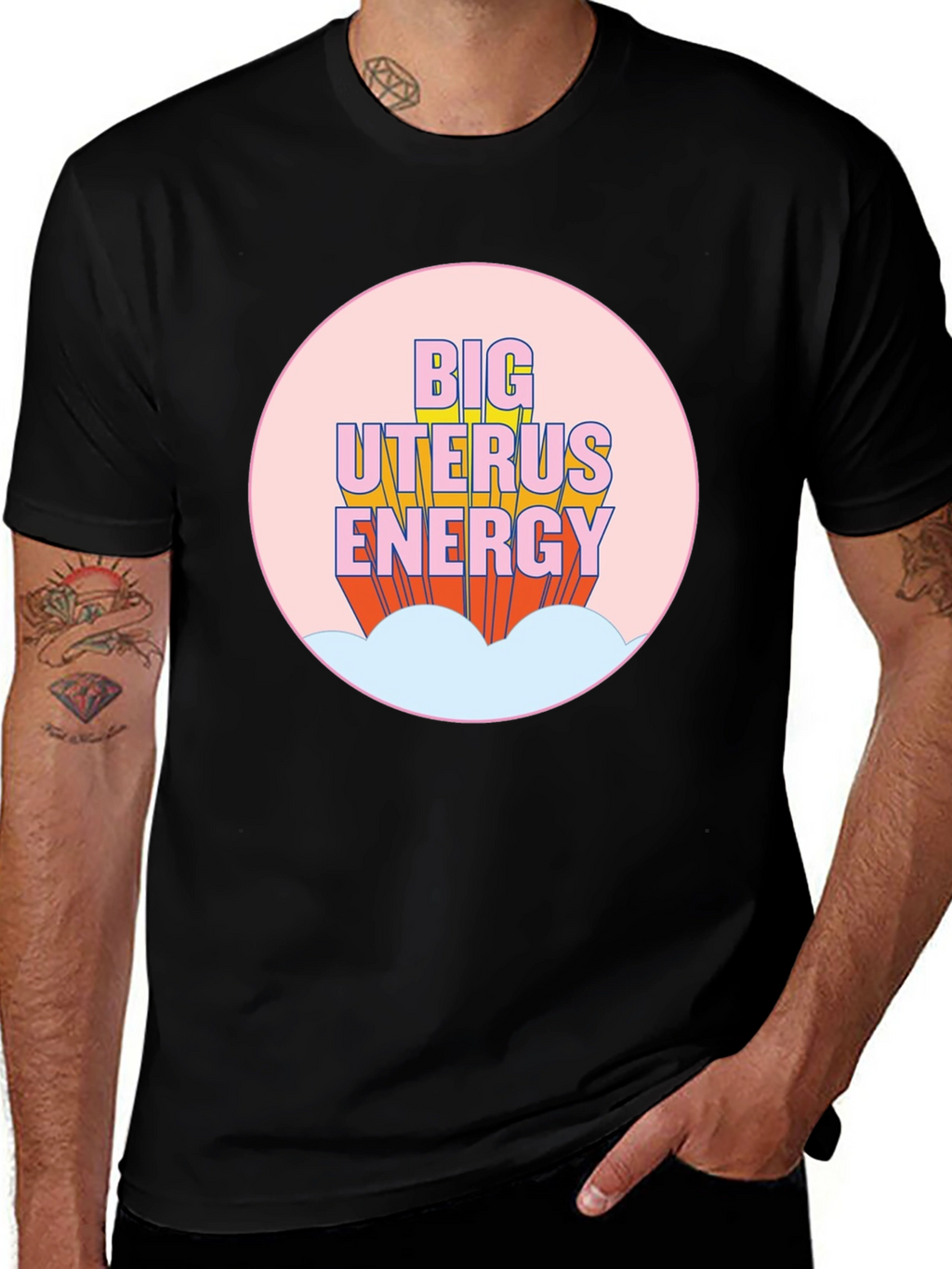 Big Uterus Energy Graphic Tee - Empowering Black T-Shirt