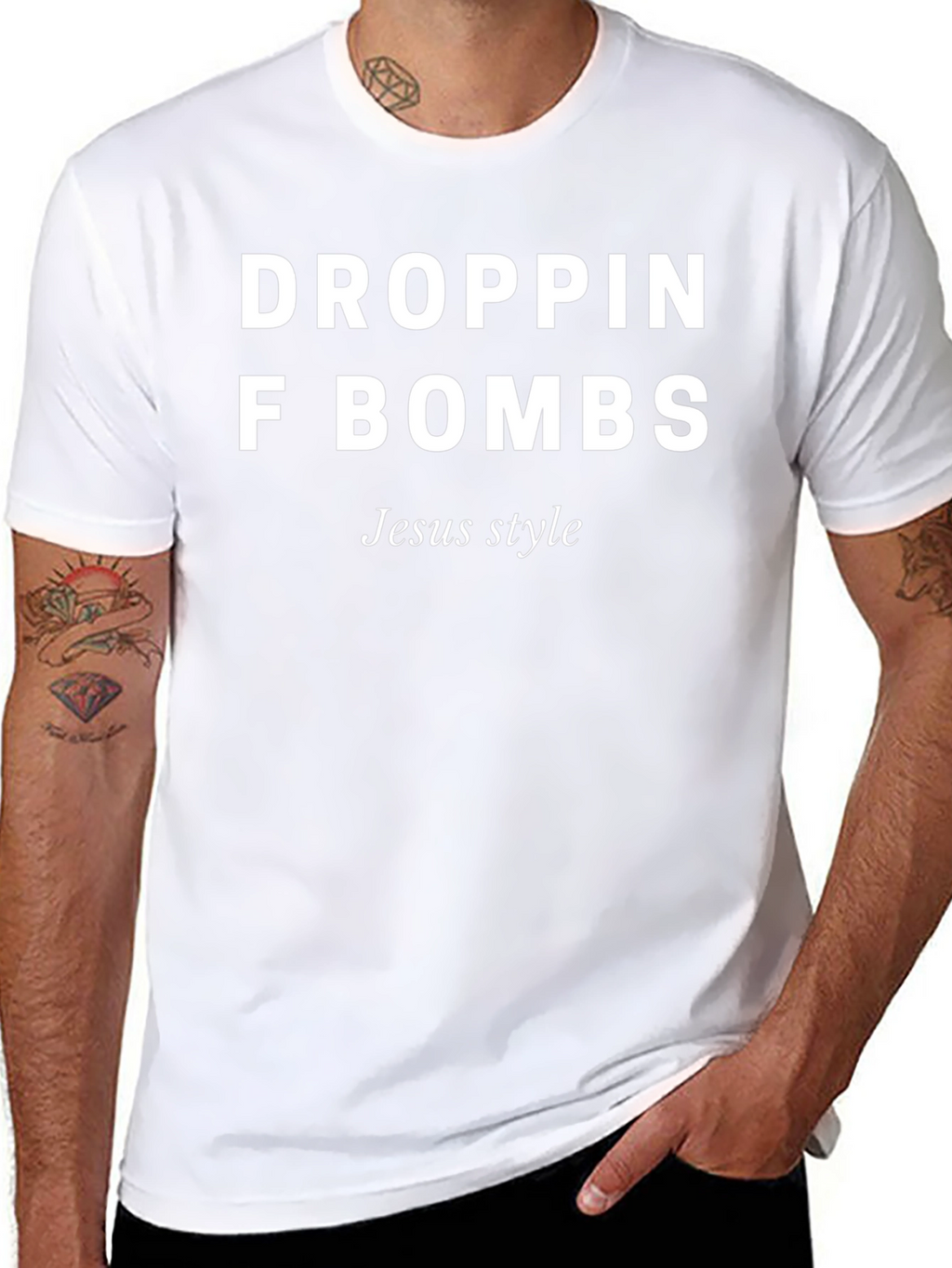 Droppin F Bombs Jesus Style Black Graphic Tee