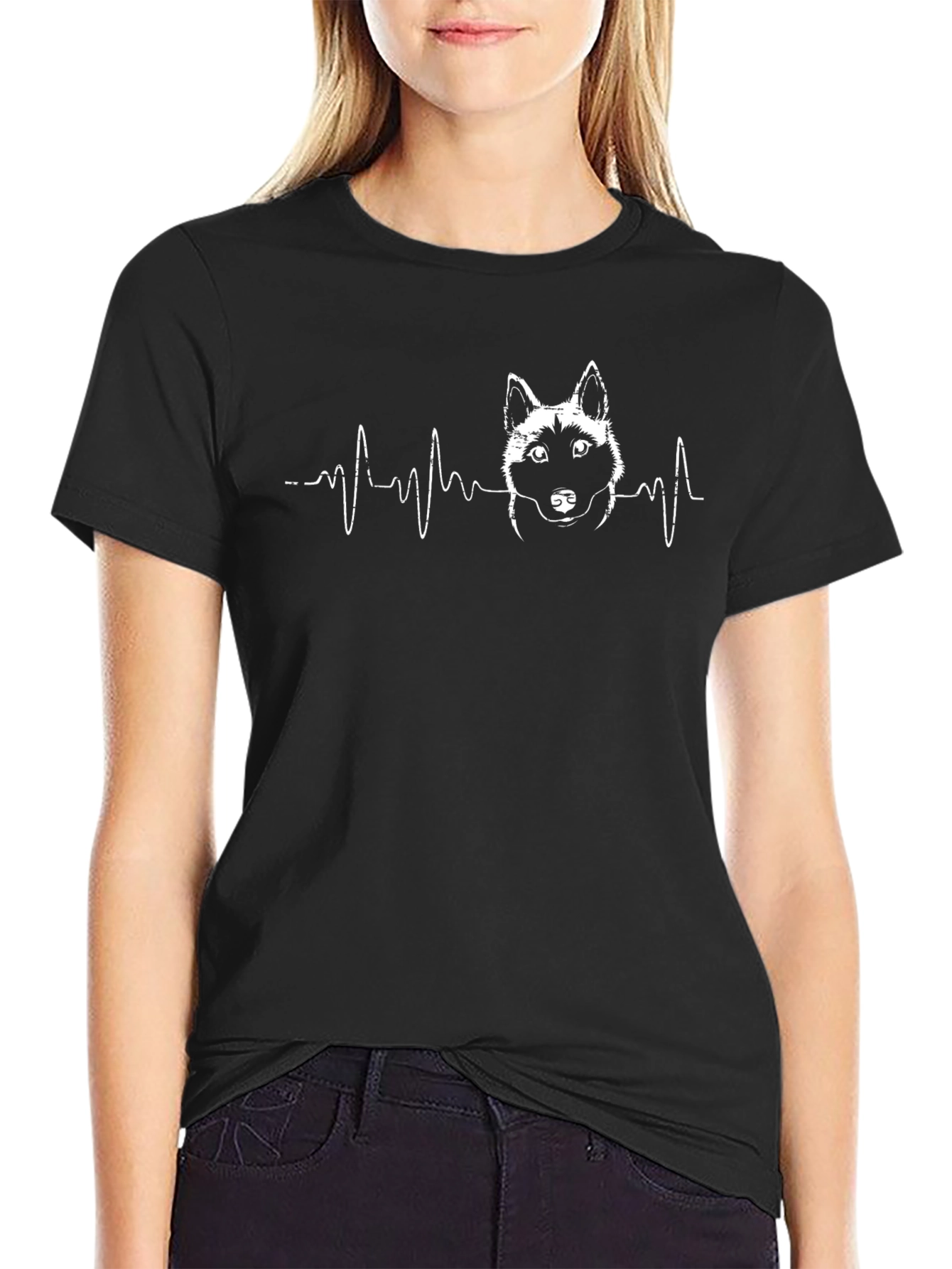 Dog Heartbeat Graphic Tee - Black