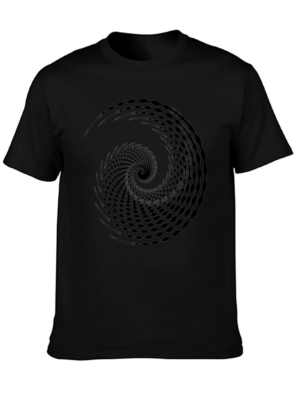 Abstract Spiral Graphic Black T-Shirt