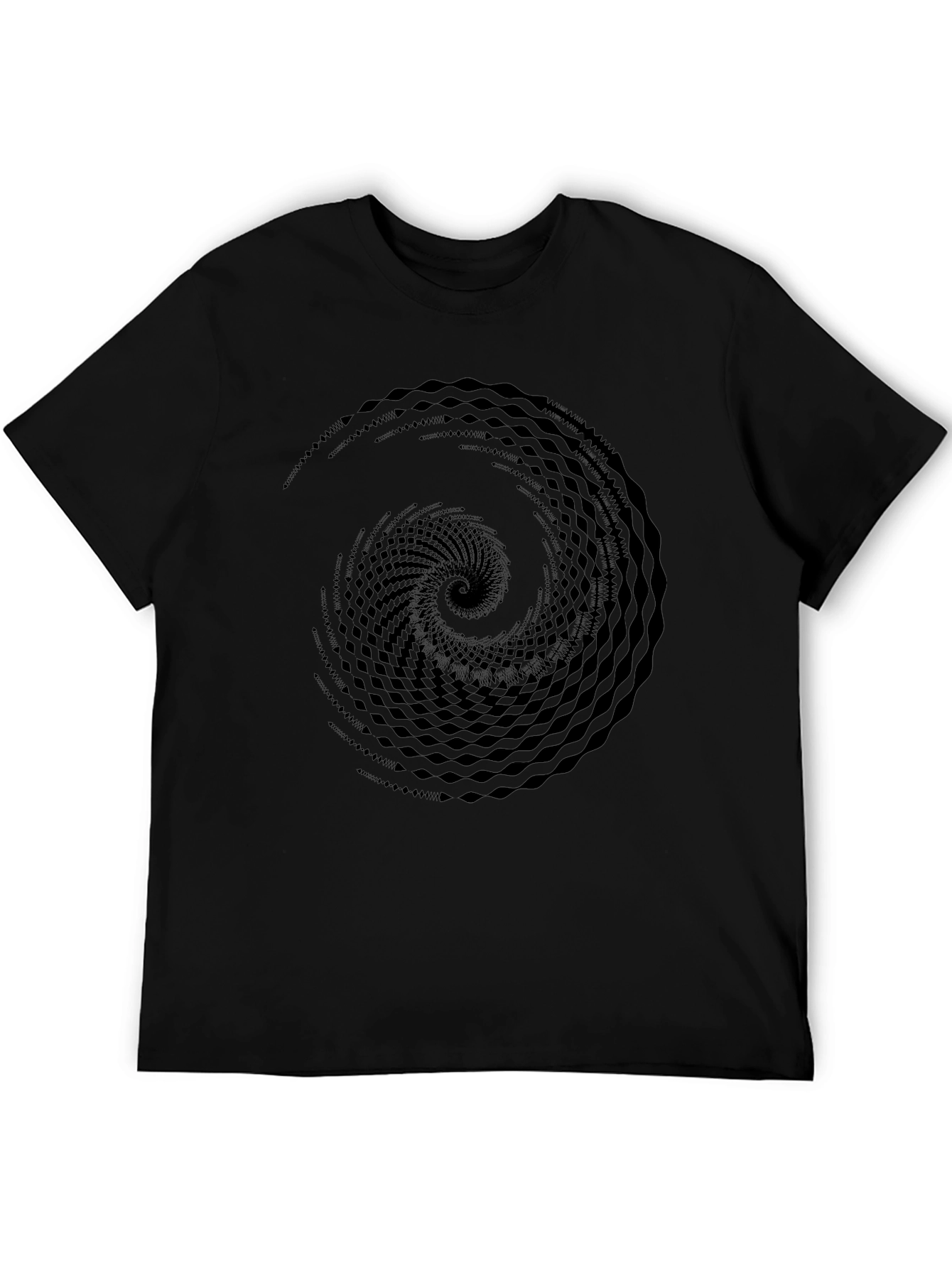 Abstract Spiral Graphic Black T-Shirt