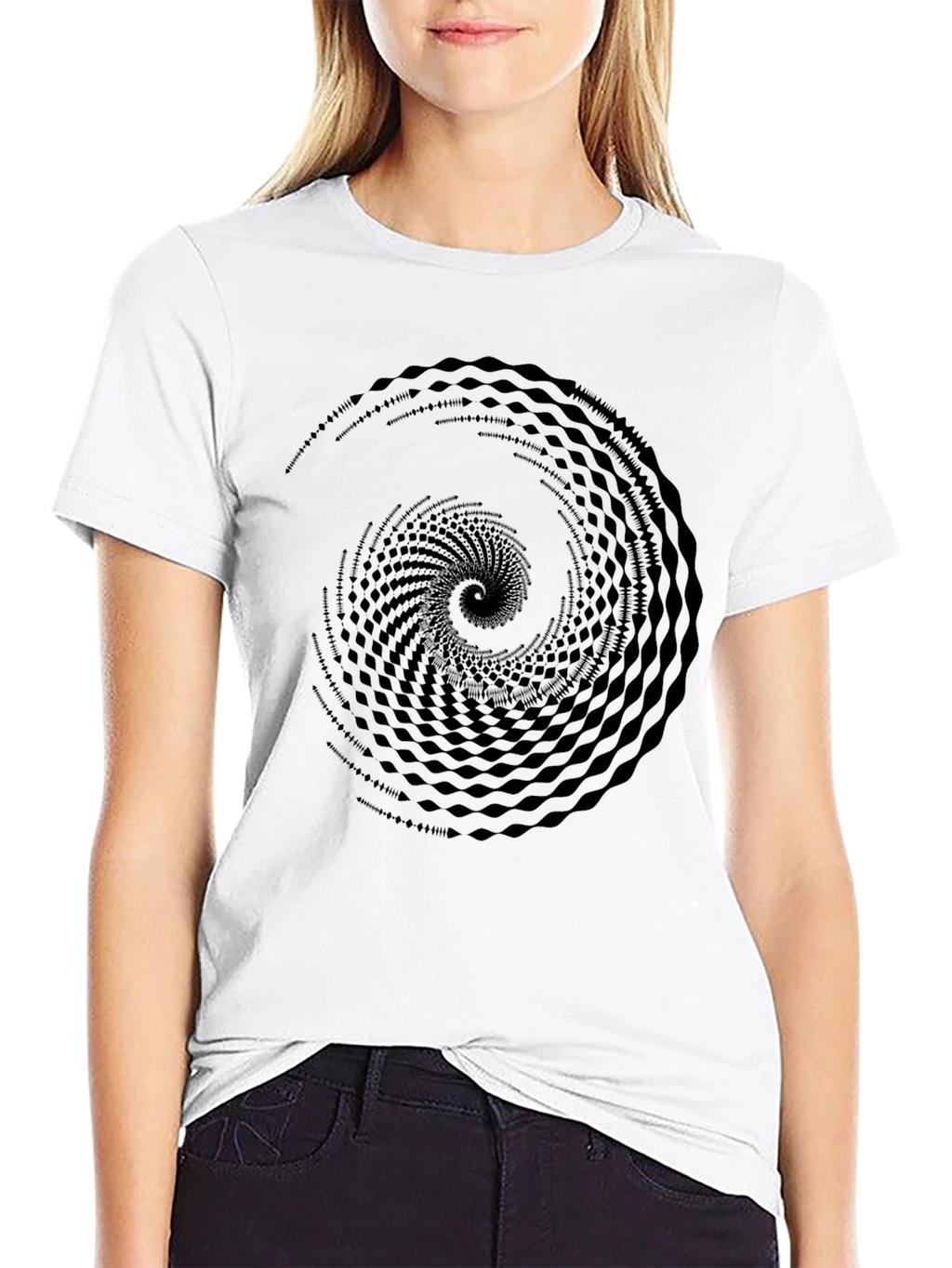 Abstract Spiral Graphic Black T-Shirt