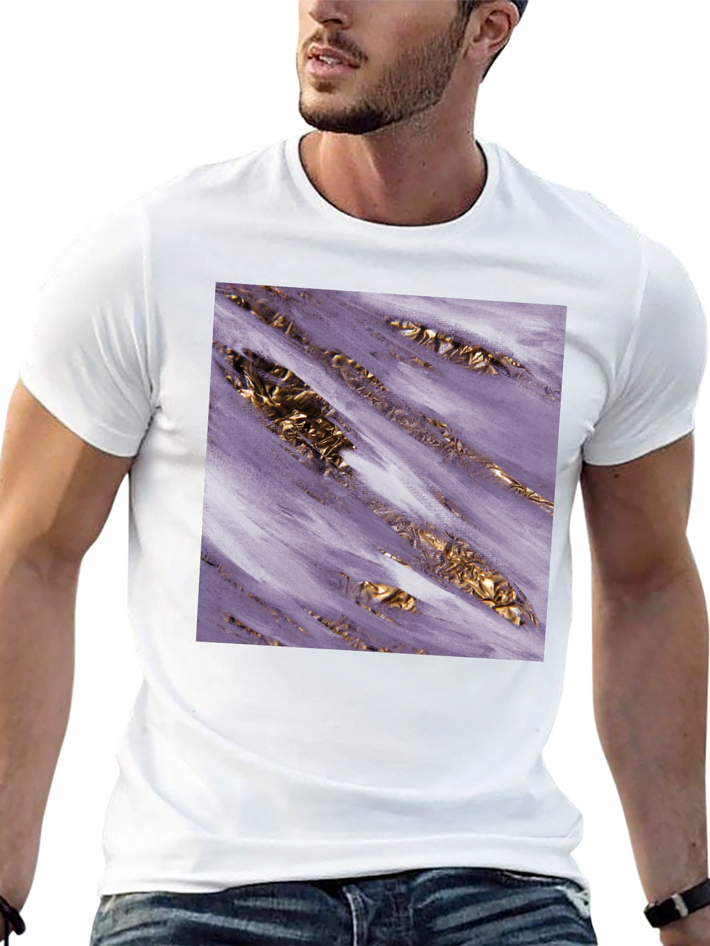 Abstract Gold & Purple Graphic Tee