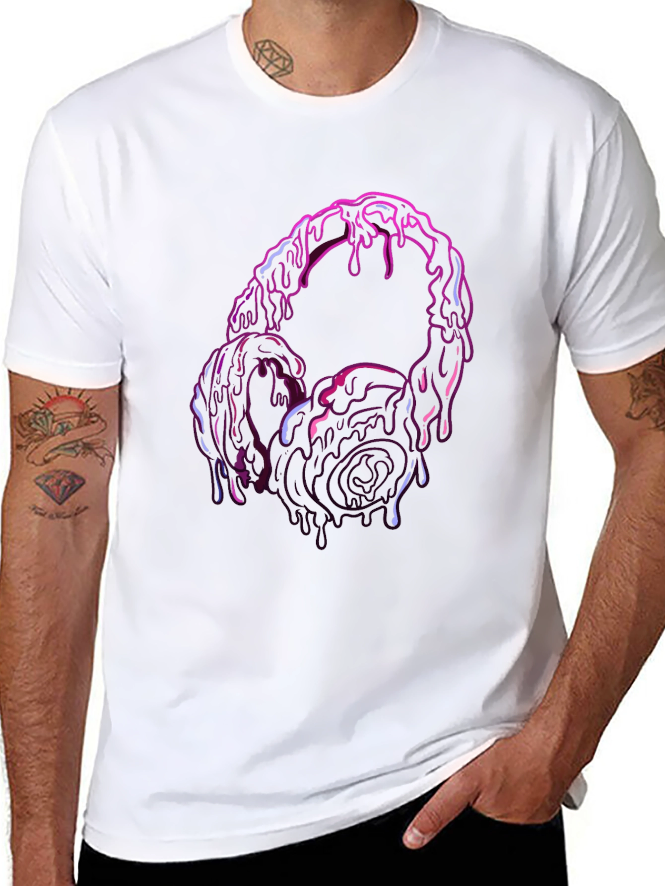 Melting Headphones Graphic Tee - Unique Style