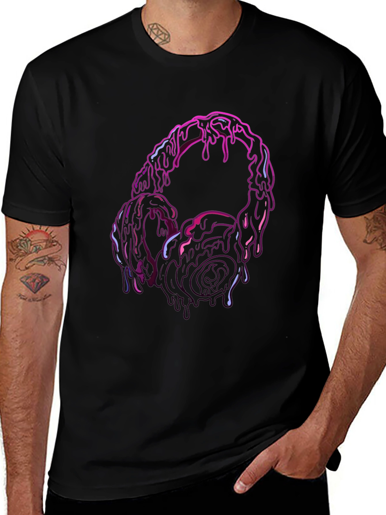 Melting Headphones Graphic Tee - Unique Style
