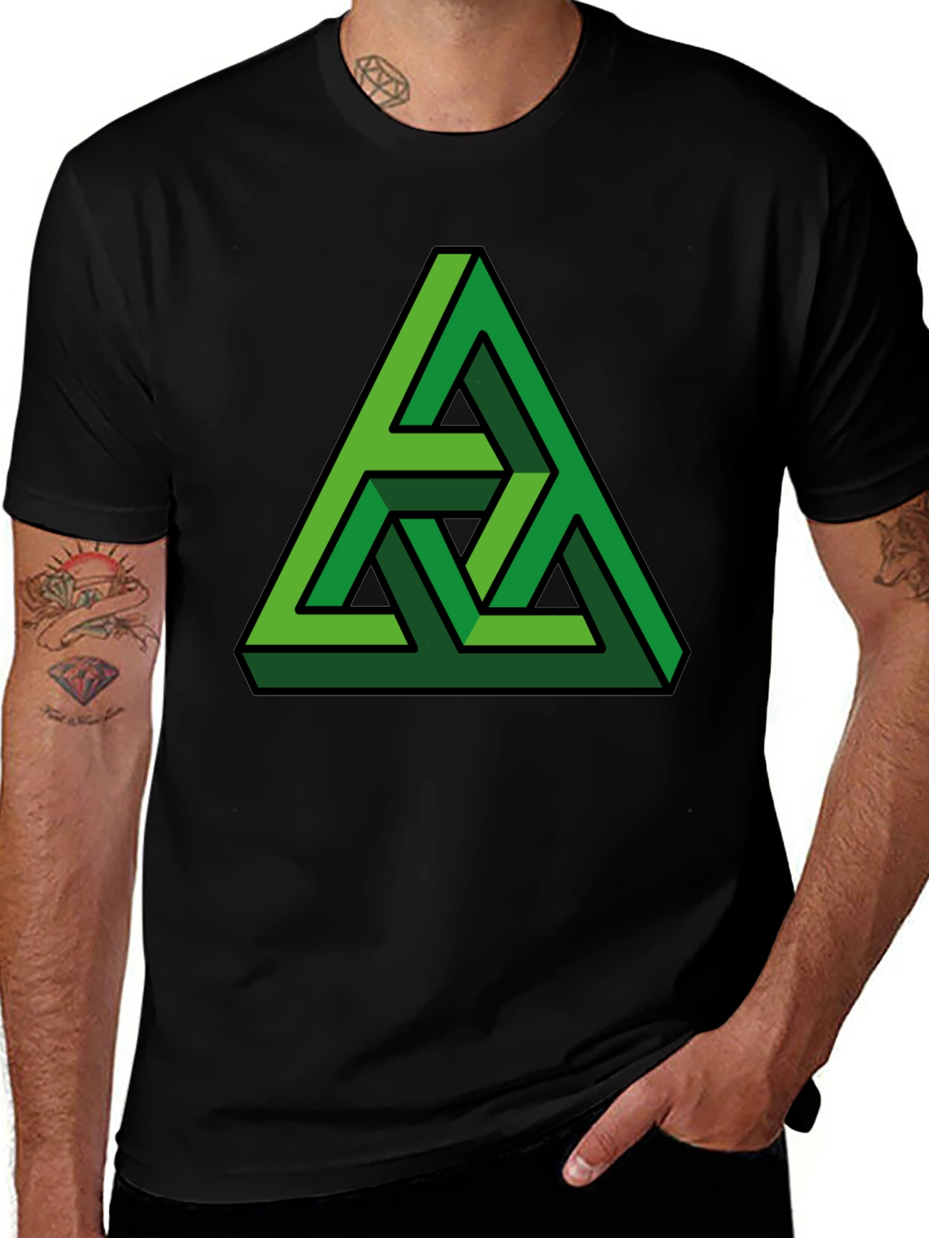 Optical Illusion Triangle Graphic T-Shirt