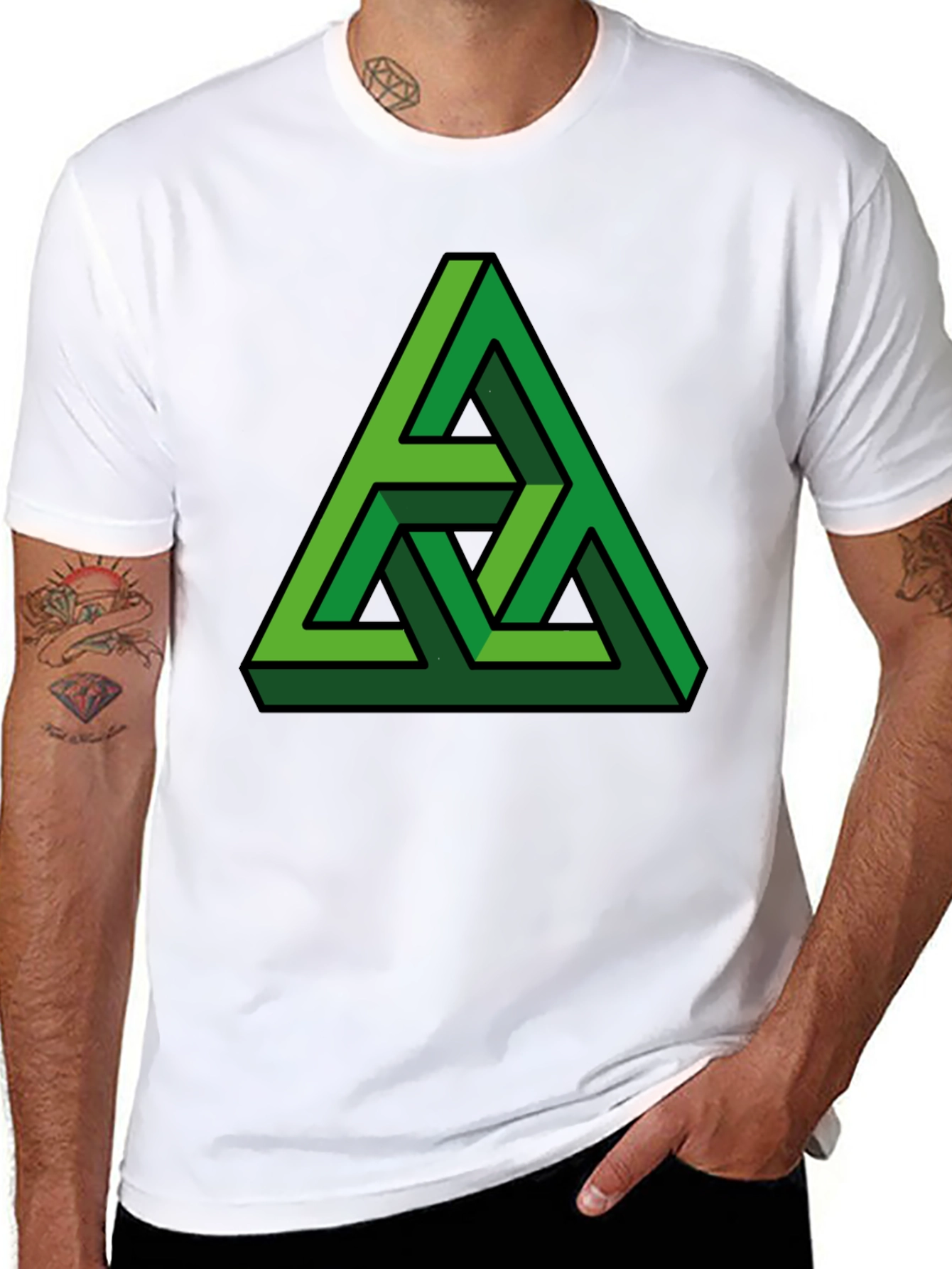 Optical Illusion Triangle Graphic T-Shirt