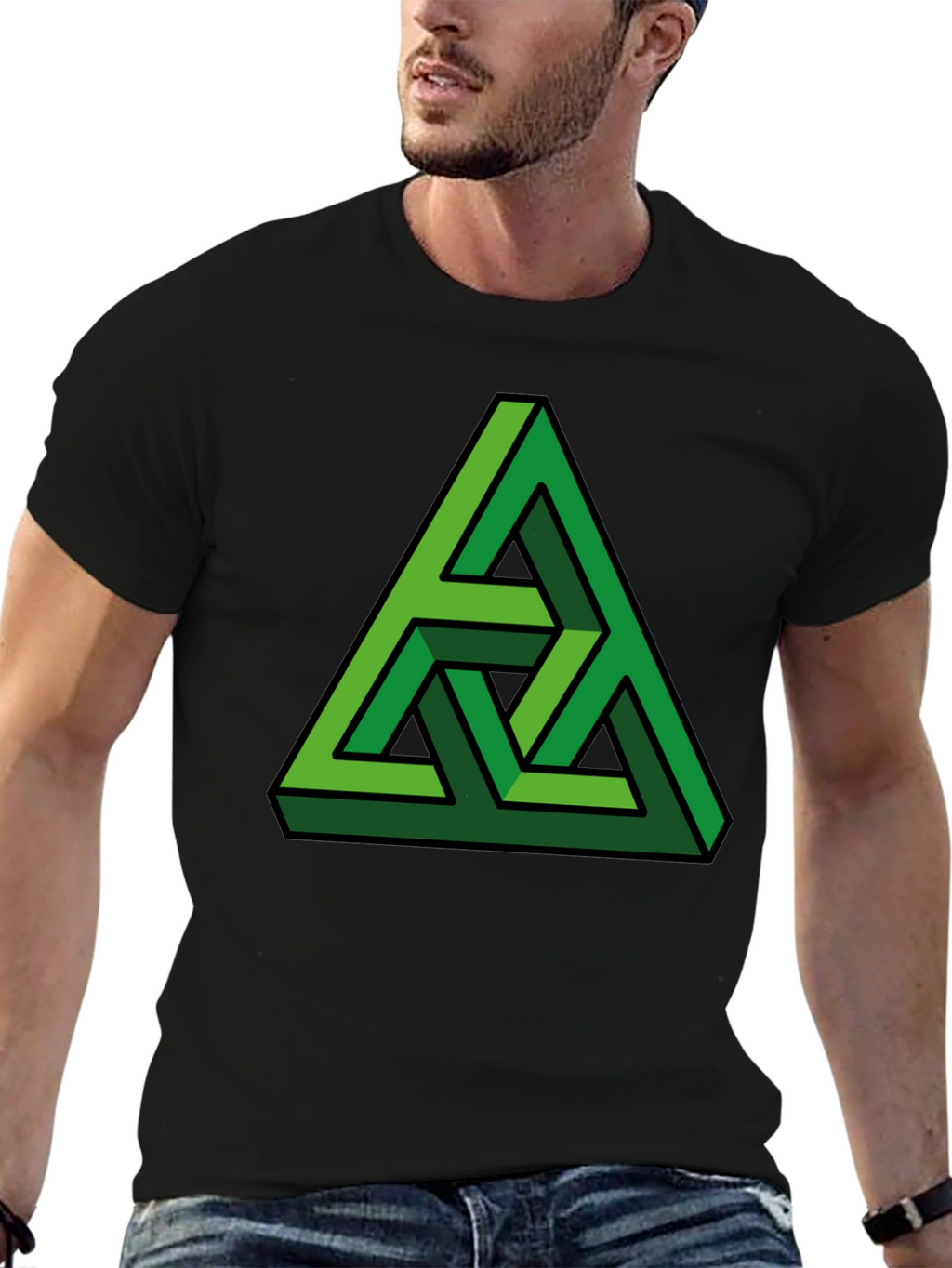 Optical Illusion Triangle Graphic T-Shirt